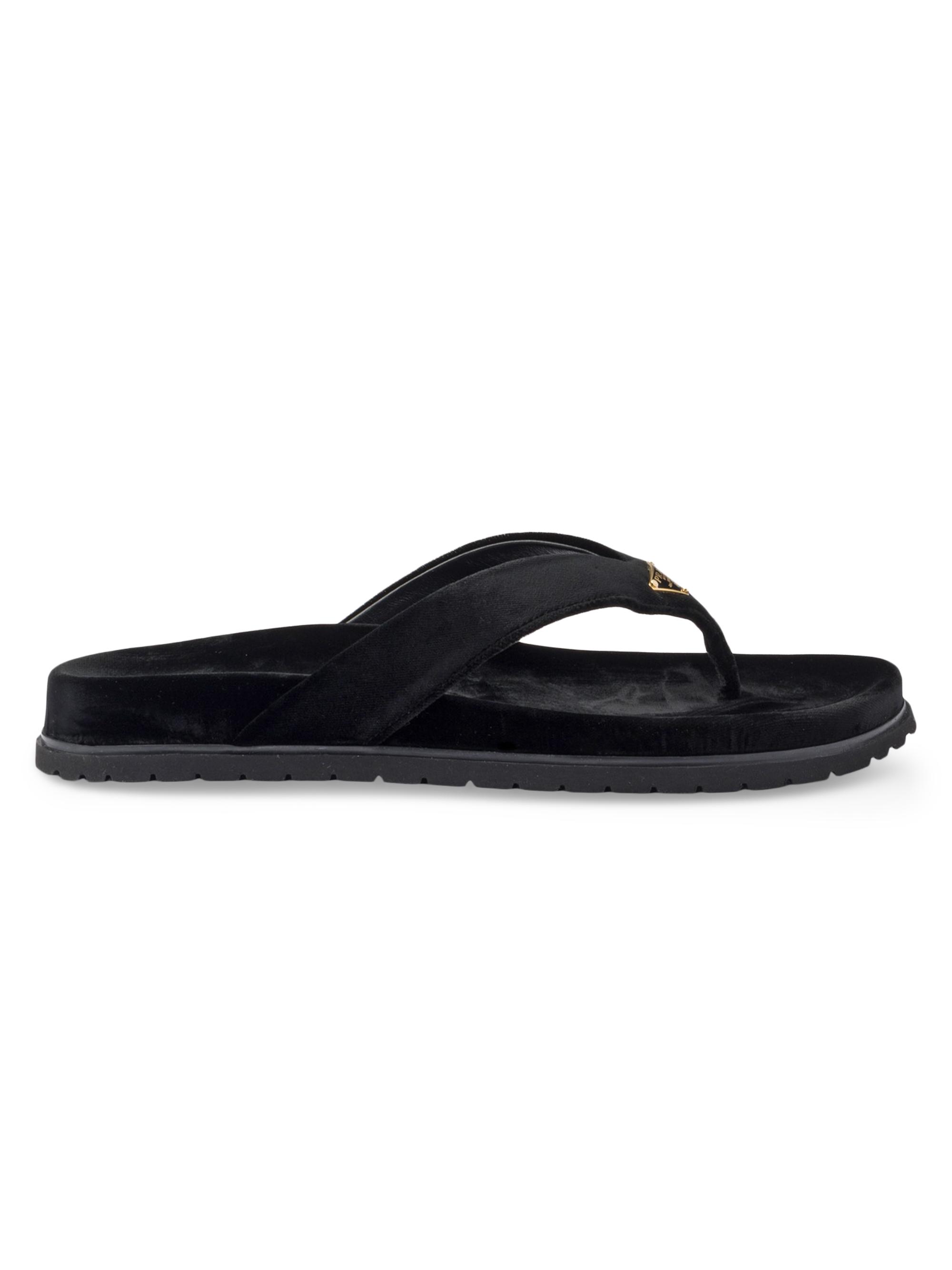 Prada Women's Velvet Thong Flip-Flops - Black
