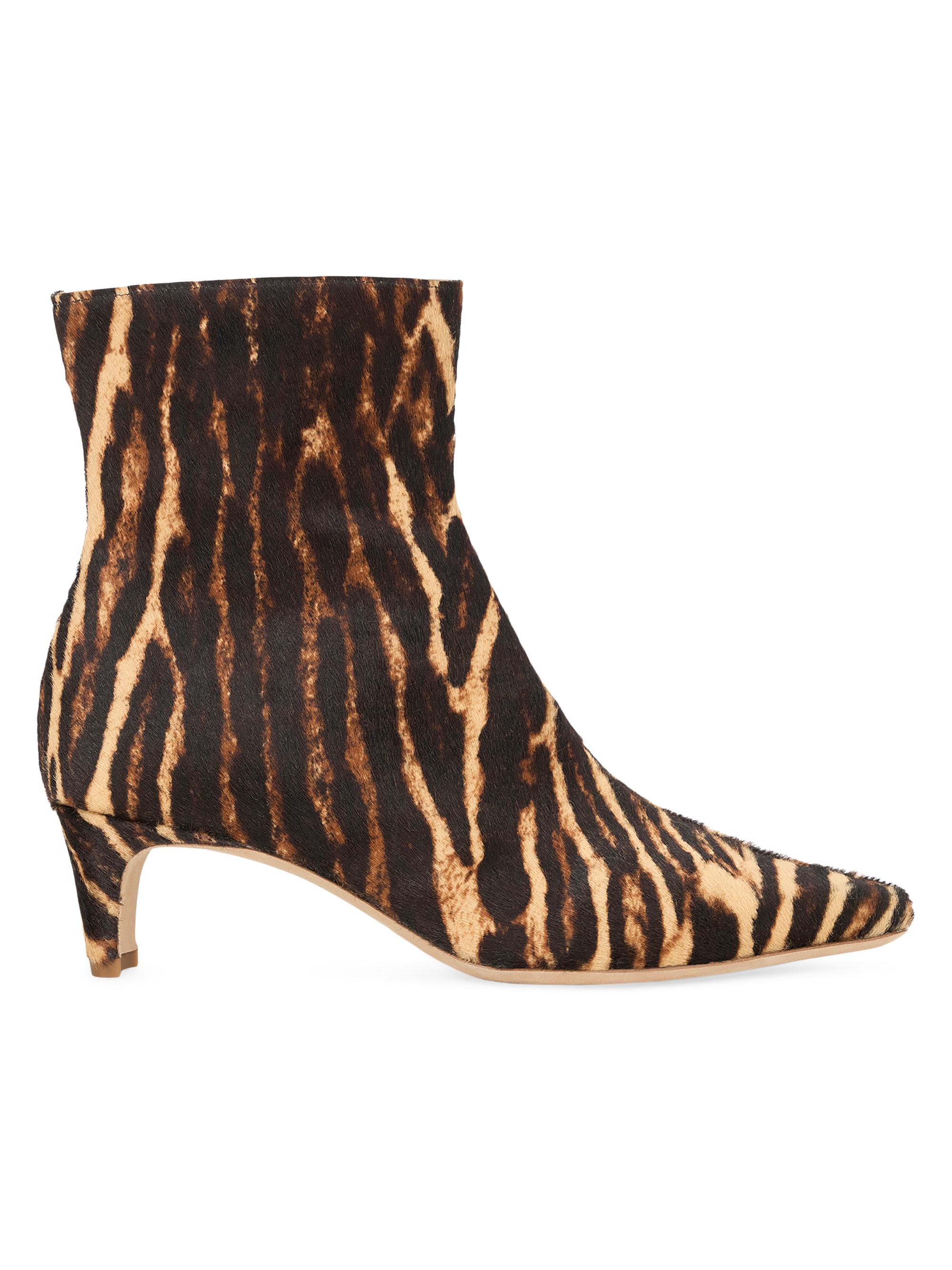 Staud Women's Wally 55MM Leather Ankle Boots - Leopard