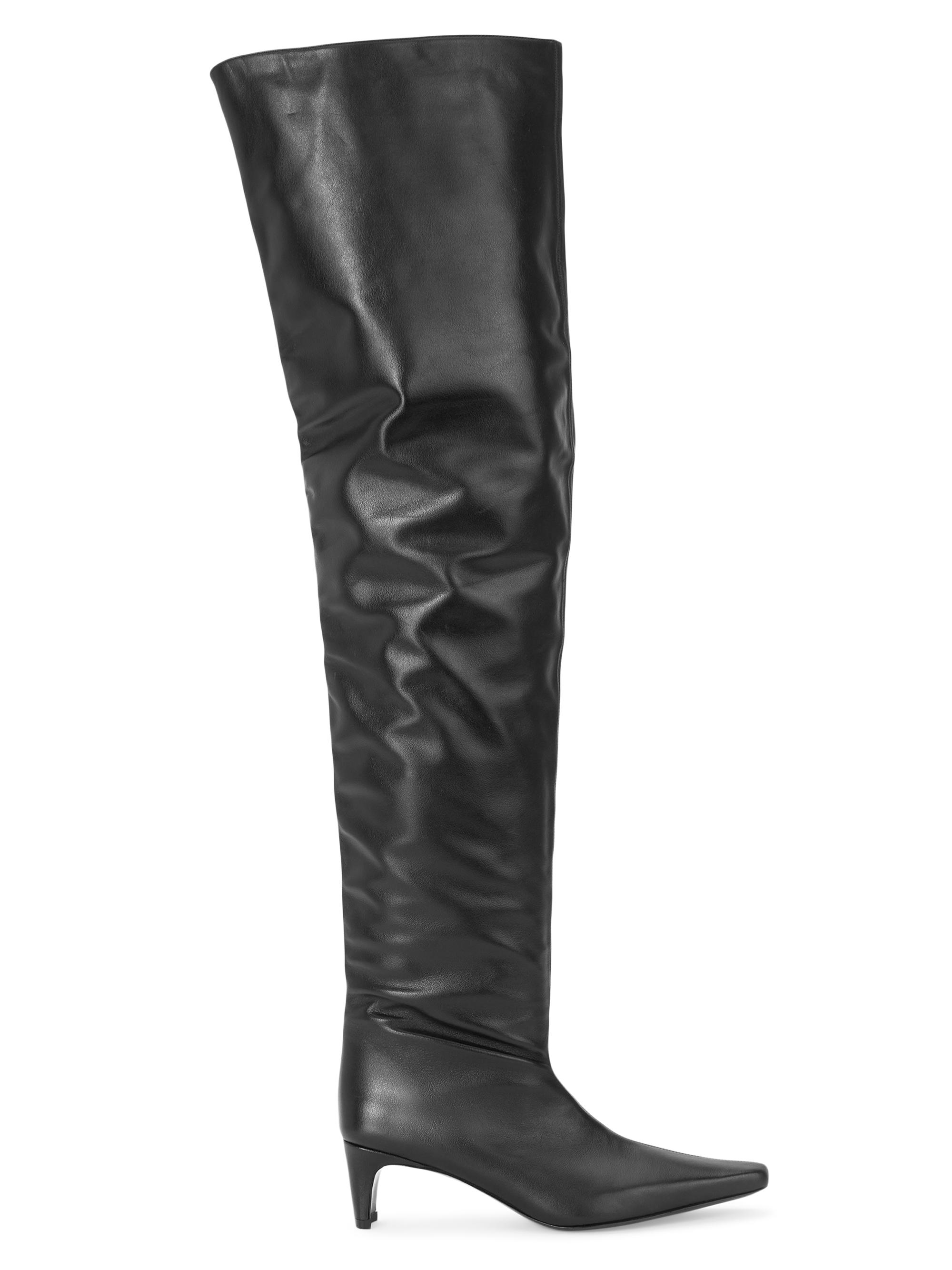 Jimmy Choo Mire Square-Toe Thigh-High Leather Boots | Saks Fifth