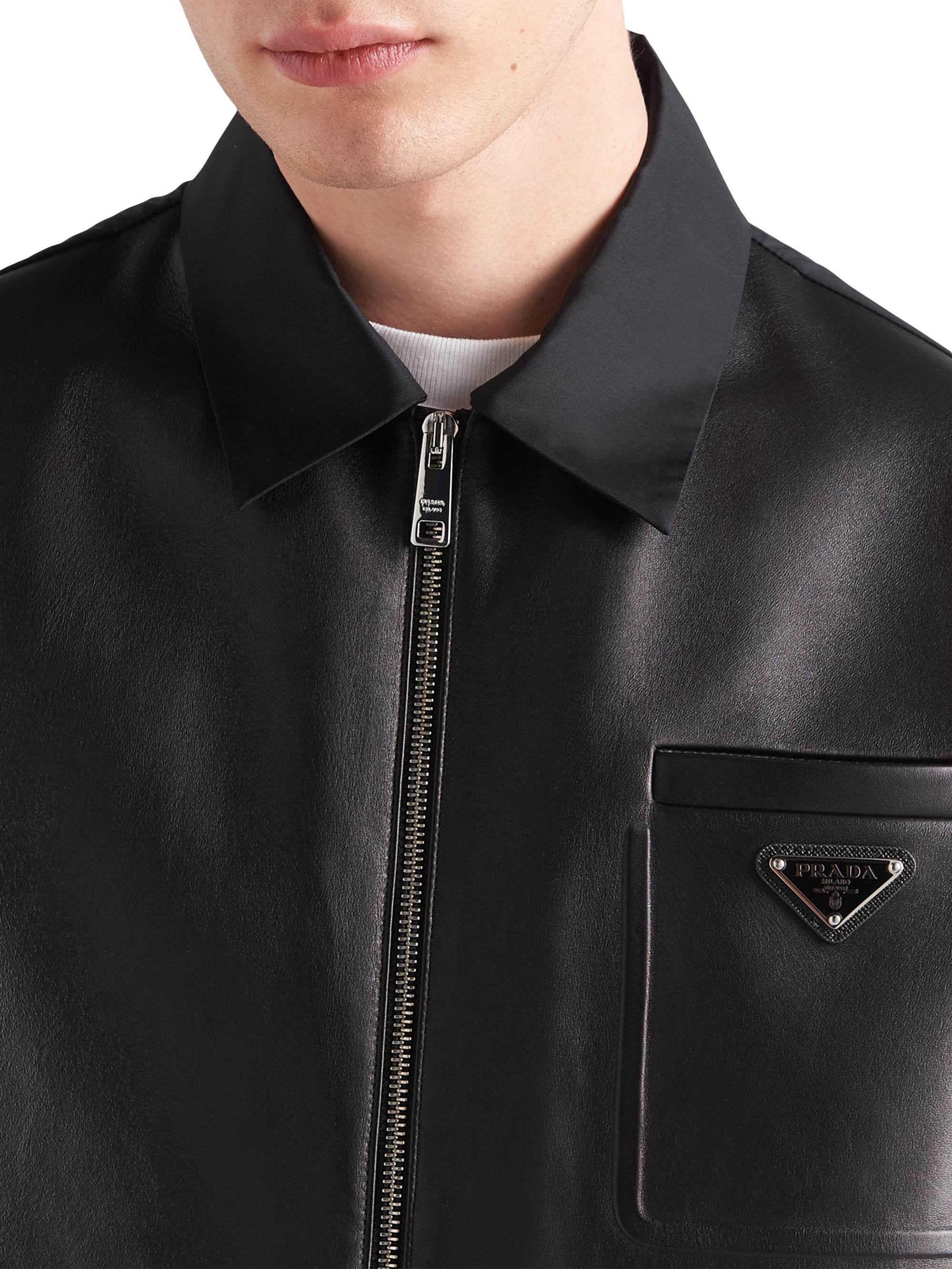 Shop Prada Re-Nylon and Leather Jacket | Saks Fifth Avenue