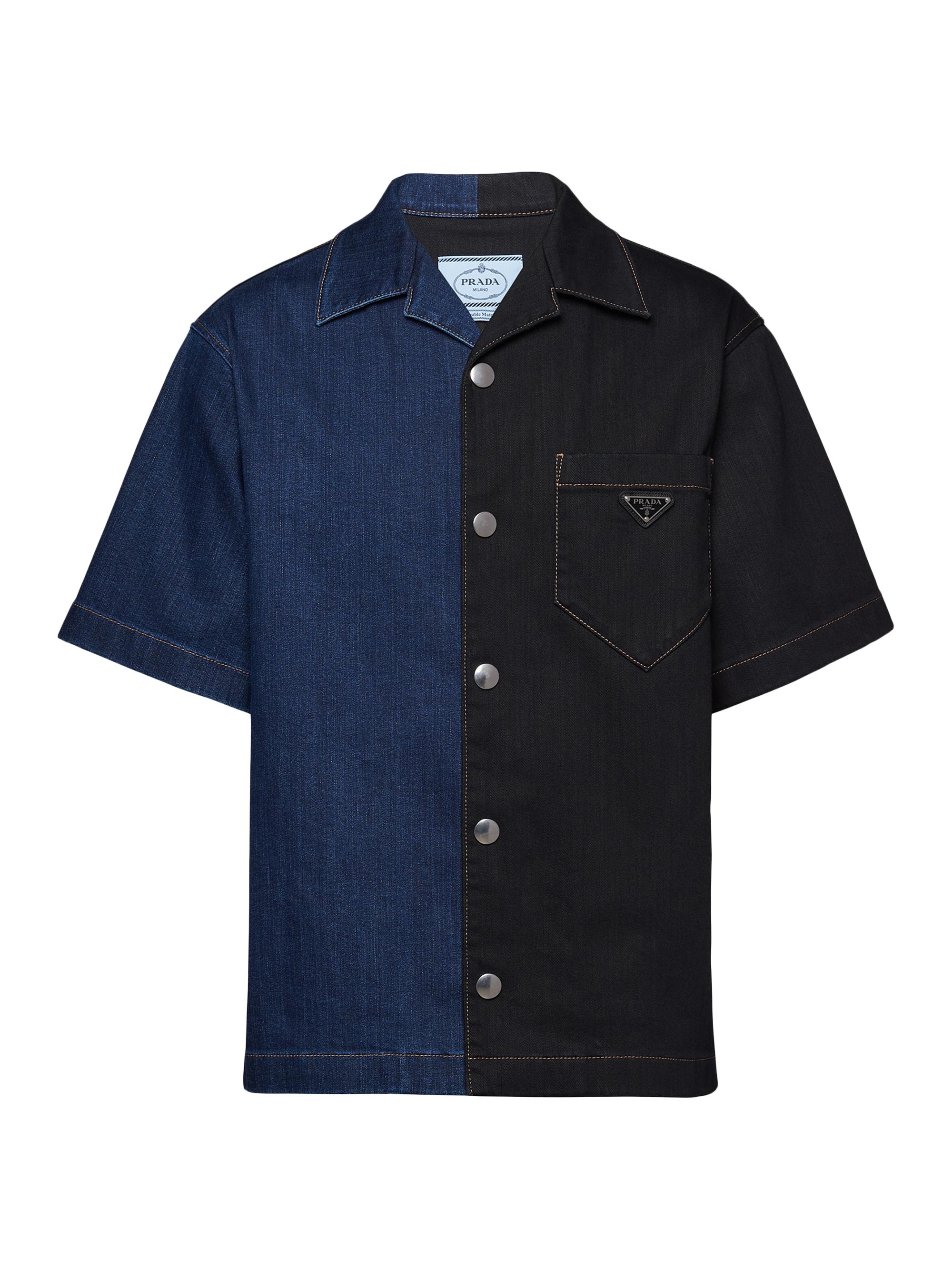 Prada Men's Double Match Denim Shirt - Black