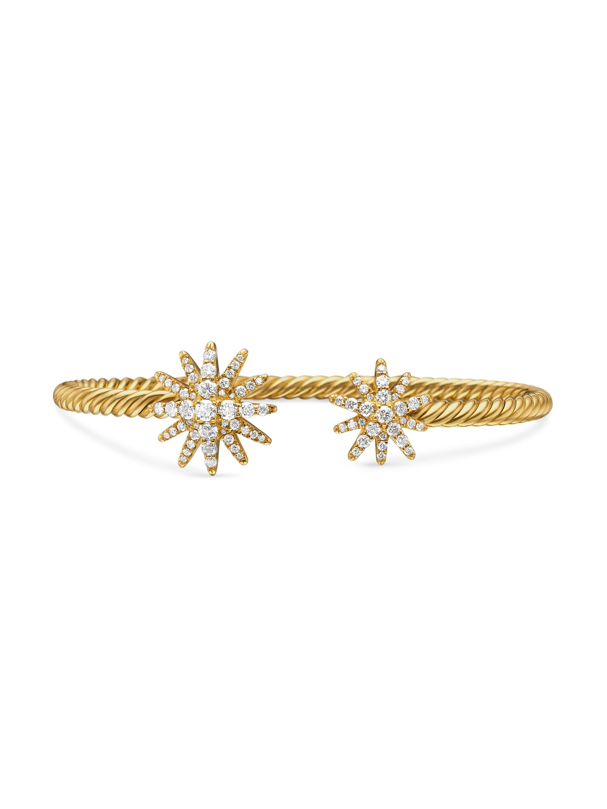 David Yurman Women's Starburst Cable Bracelet in 18K Yellow Gold - Diamond