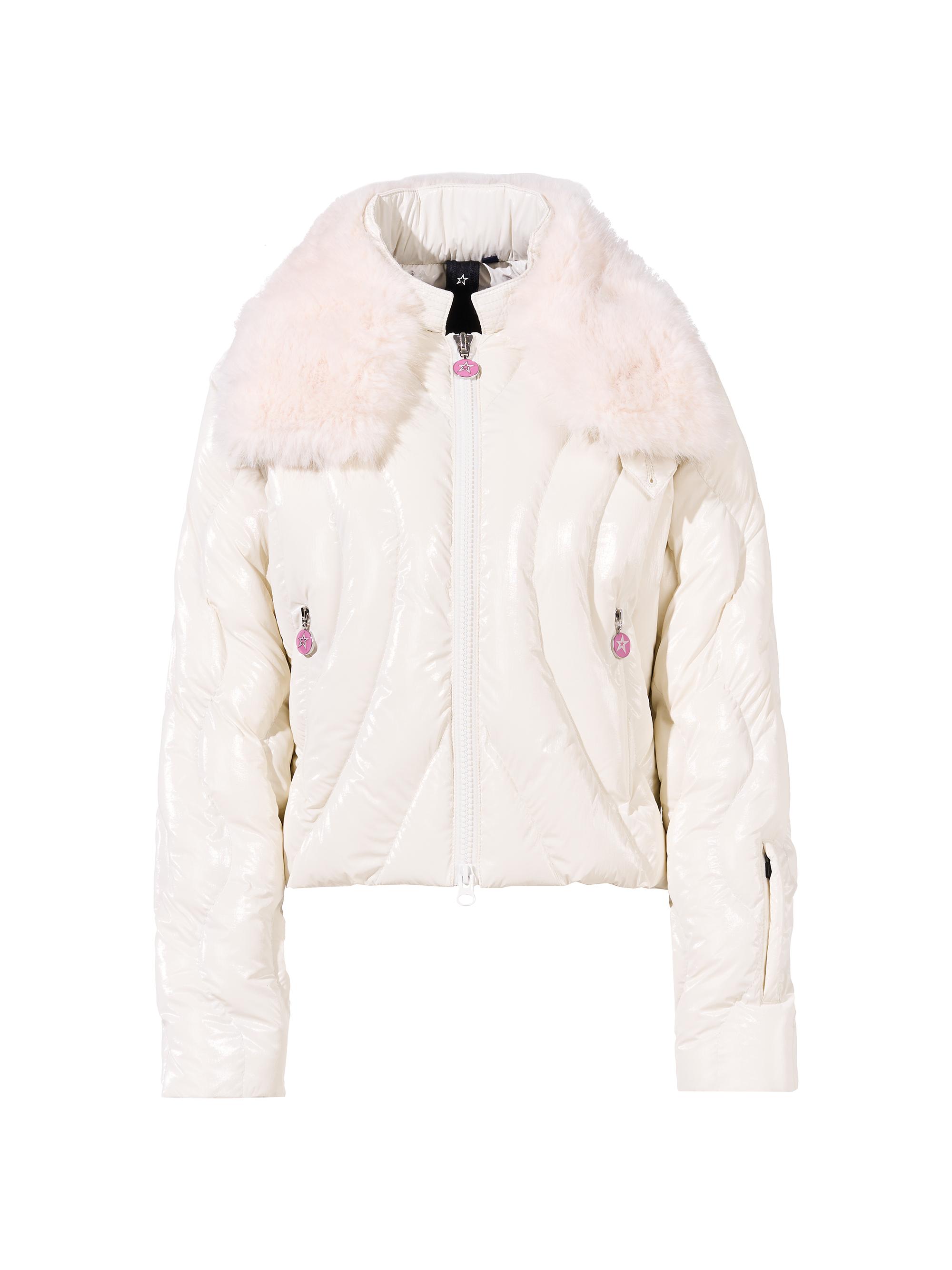 Perfect Moment Women's Carving Faux Fur-Trimmed Quilted Zip-Up Jacket - Antique White