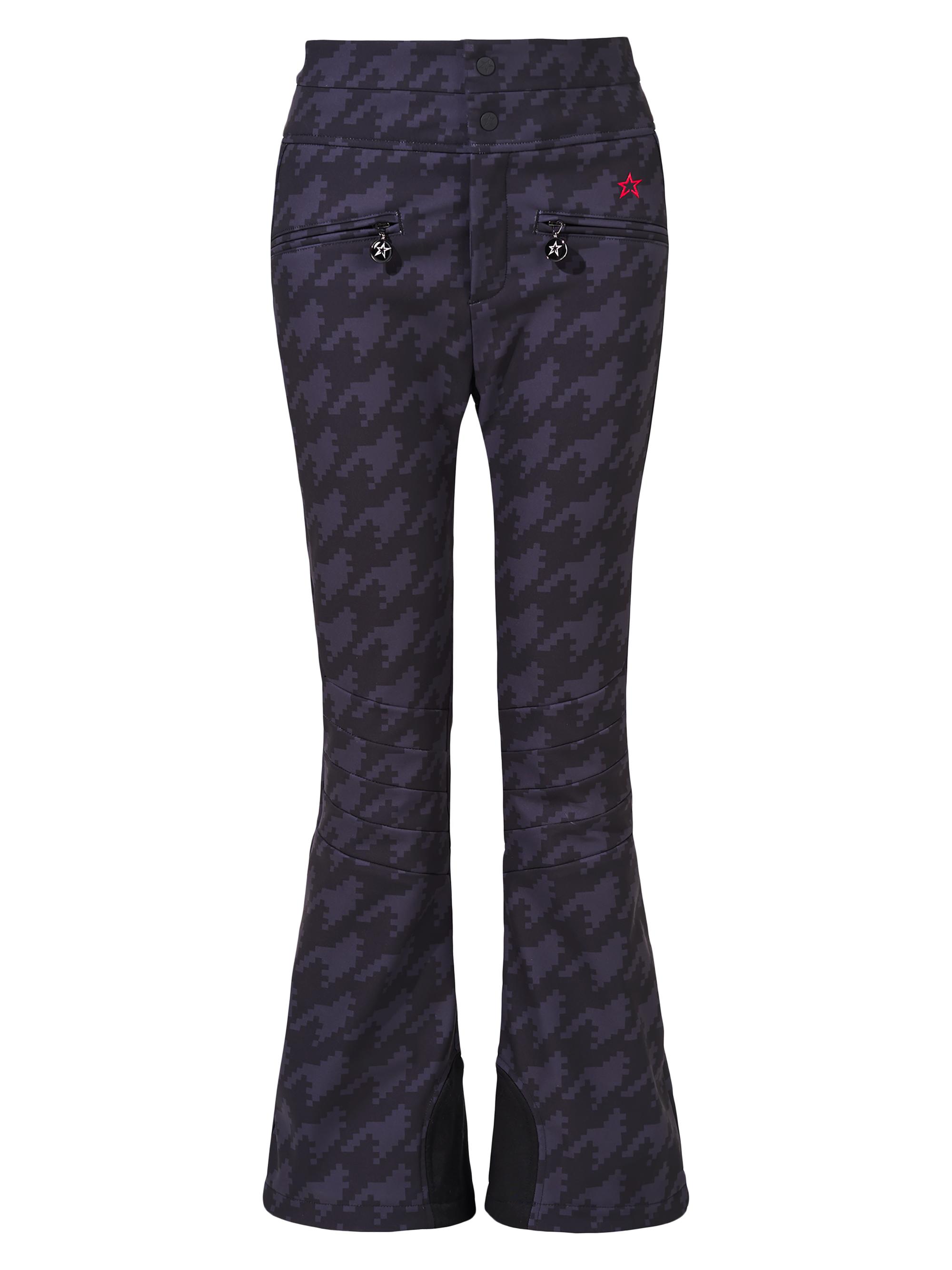 Perfect Moment Women's Aurora Houndstooth High-Rise Flared Ski Pants - Houndstooth Black Black
