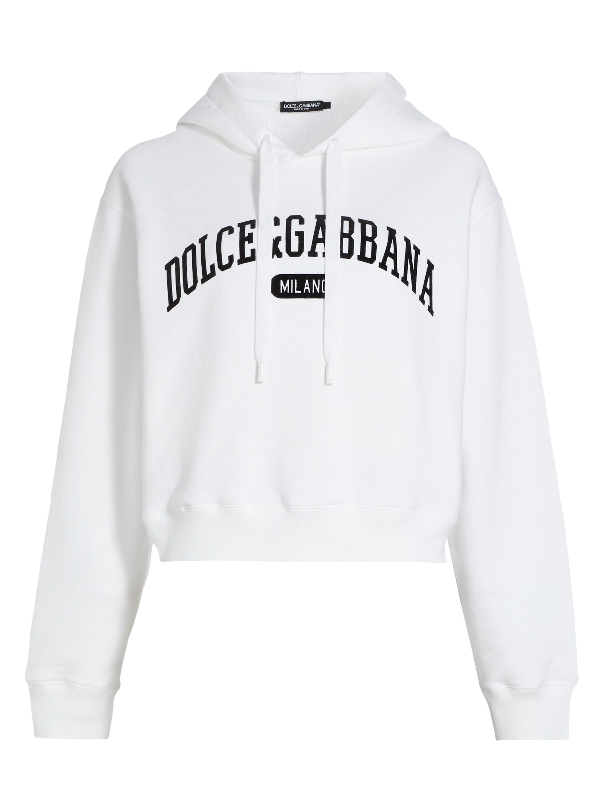 Dolce & Gabbana Women's Varsity Logo Crop Hoodie - Optical White