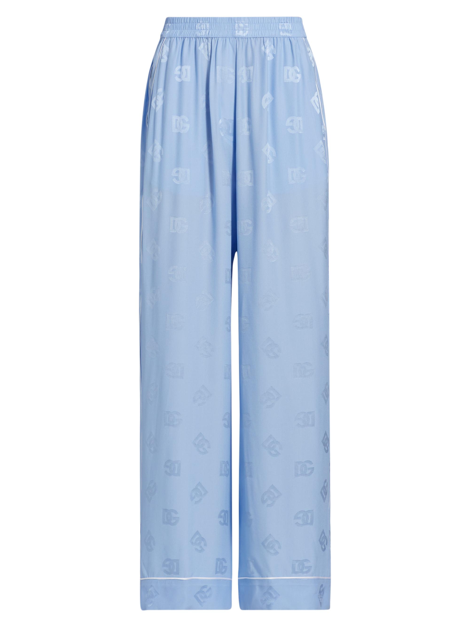 Dolce & Gabbana Women's Silk Satin Jacquard DG Logo Pajama Pants - Very Light Lilac