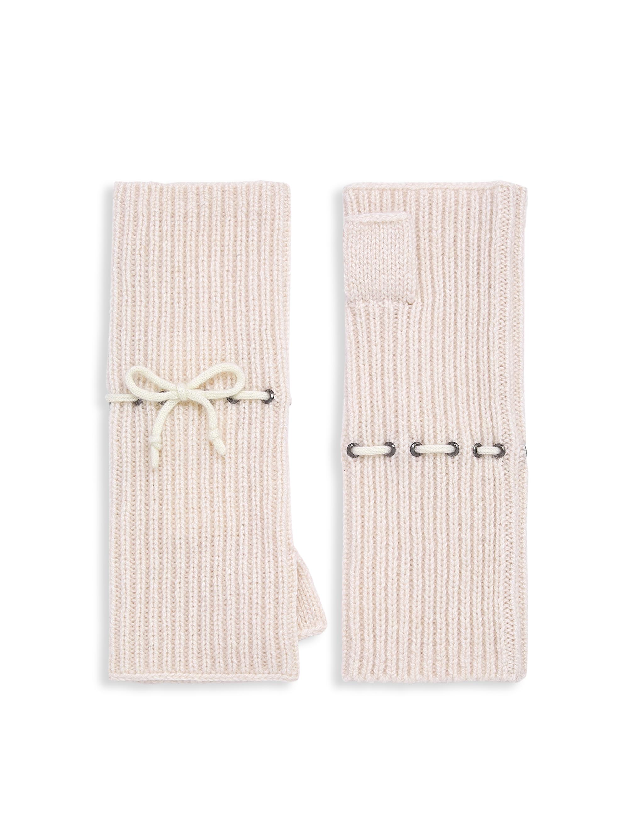 Carolyn Rowan Collection Women's Cashmere Lace-Through Fingerless Gloves - Pink