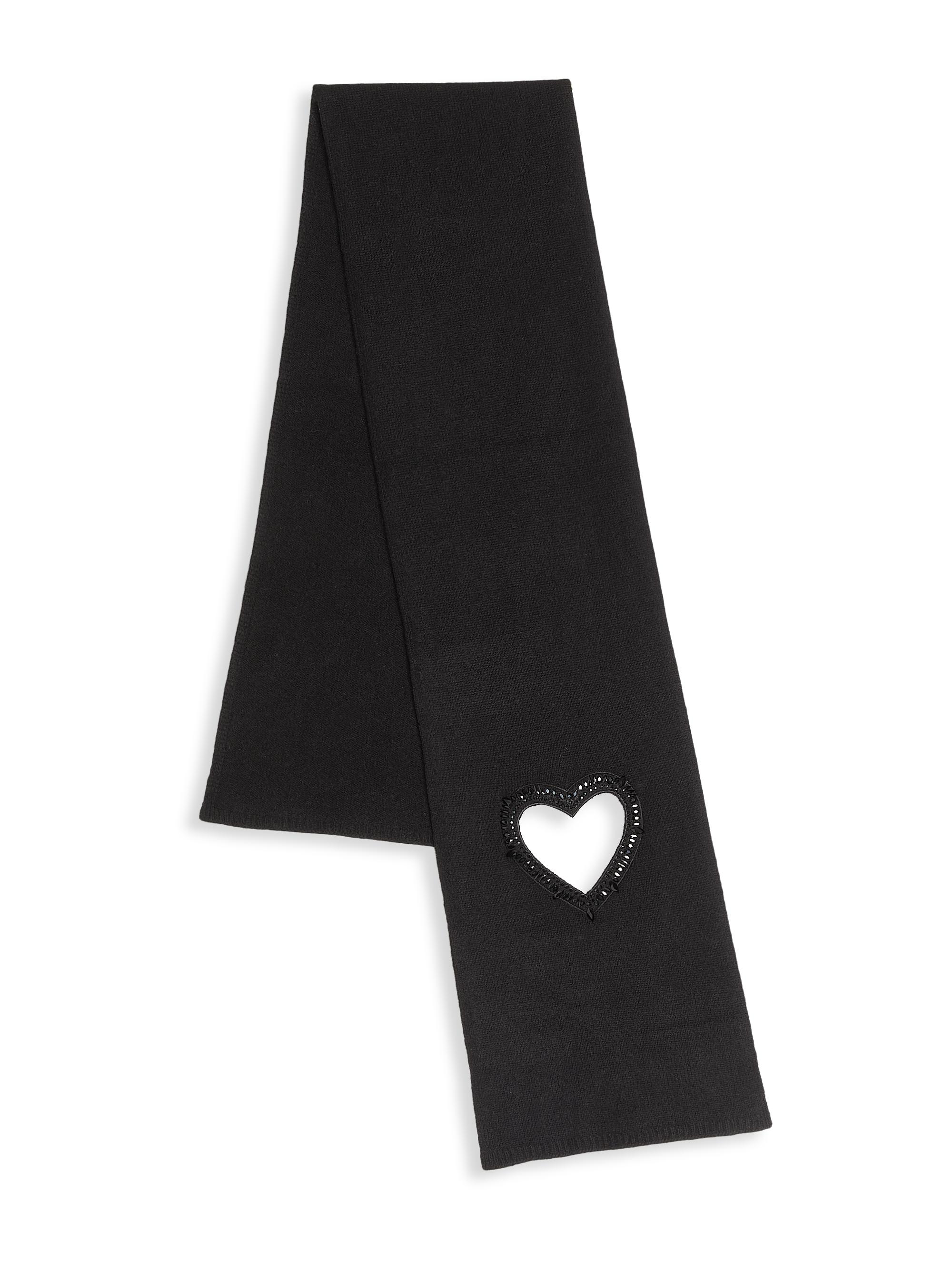 Carolyn Rowan Collection Women's Cashmere Heart Crystal Pull-Through Scarf - Black