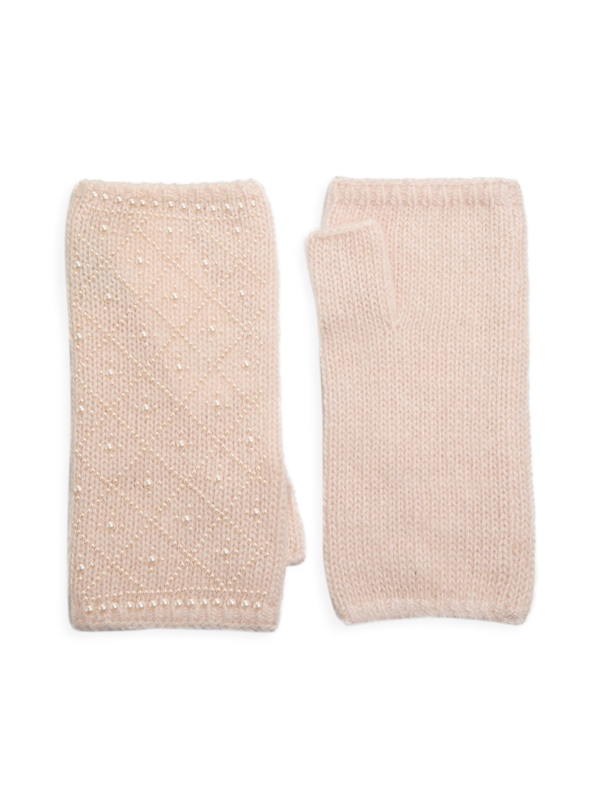Carolyn Rowan Collection Women's Cashmere & Imitation Pearl Gloves - Mallow Pink