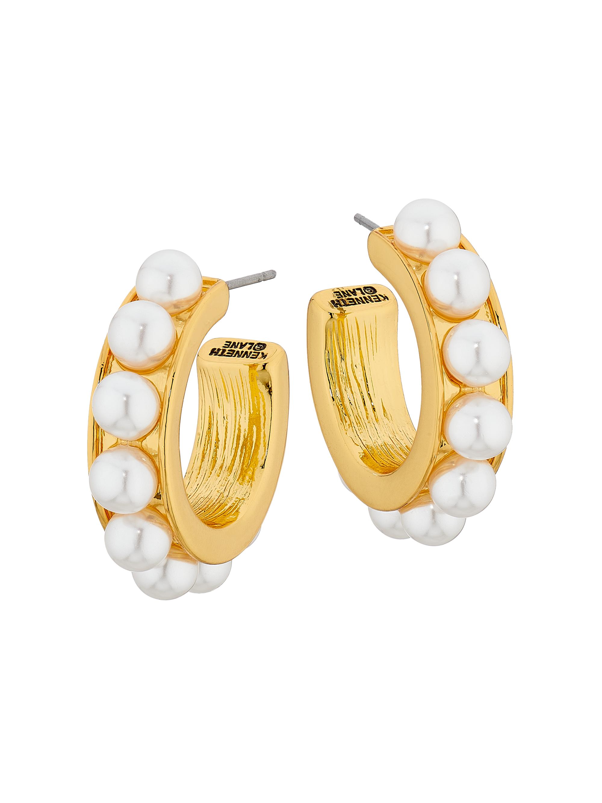 Kenneth Jay Lane Women's 12K-Gold-Plated & Imitation Pearl Hoop Earrings - Gold Pearl