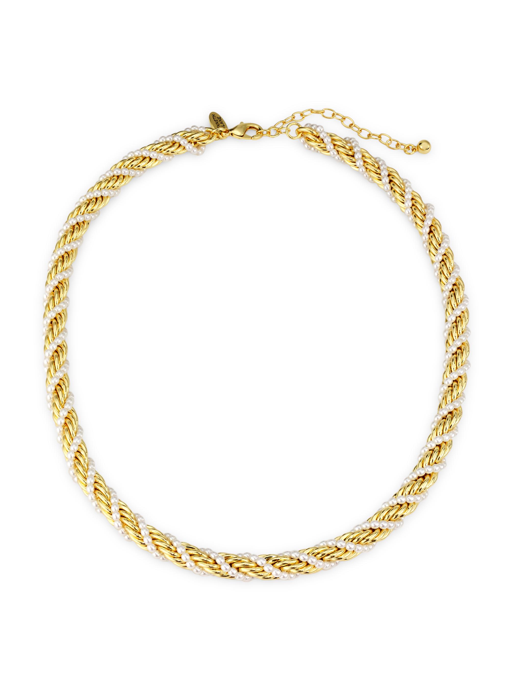 Kenneth Jay Lane Women's 12K-Gold-Plated & Imitation Pearl Twisted Chain Necklace - Gold Pearl