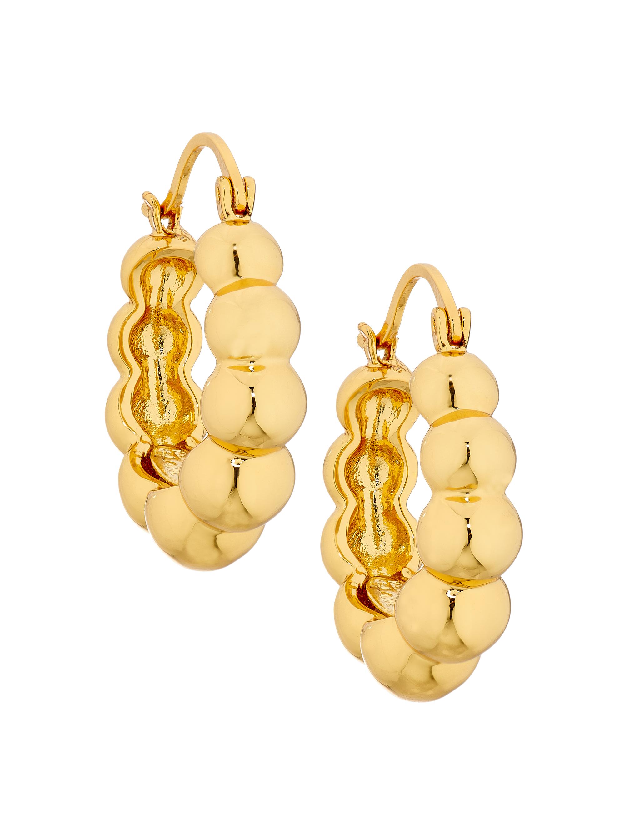 Kenneth Jay Lane Women's 18K-Gold-Plated Graduated Ball Hoop Earrings - Polished Gold