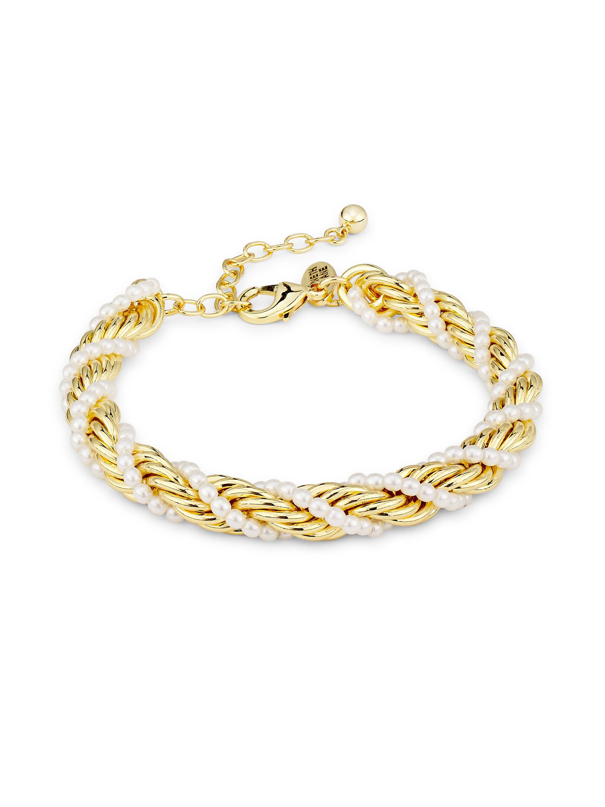Kenneth Jay Lane Women's 12K-Gold-Plated & Imitation Pearl Twisted Chain Bracelet - Gold Pearl