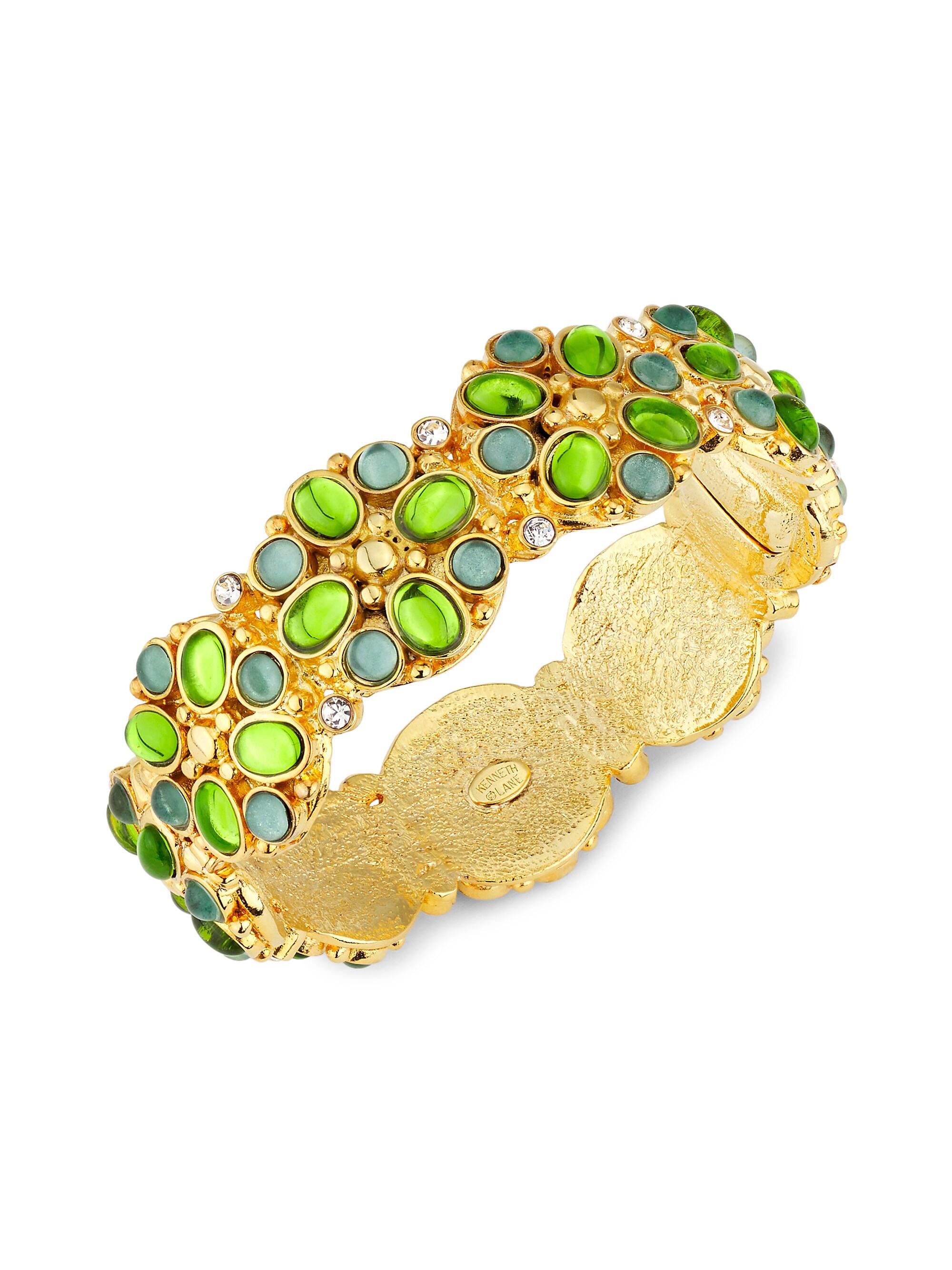 Kenneth Jay Lane Women's Goldtone & Multi-Stone Flower Bracelet - Gold Peridot Aqua