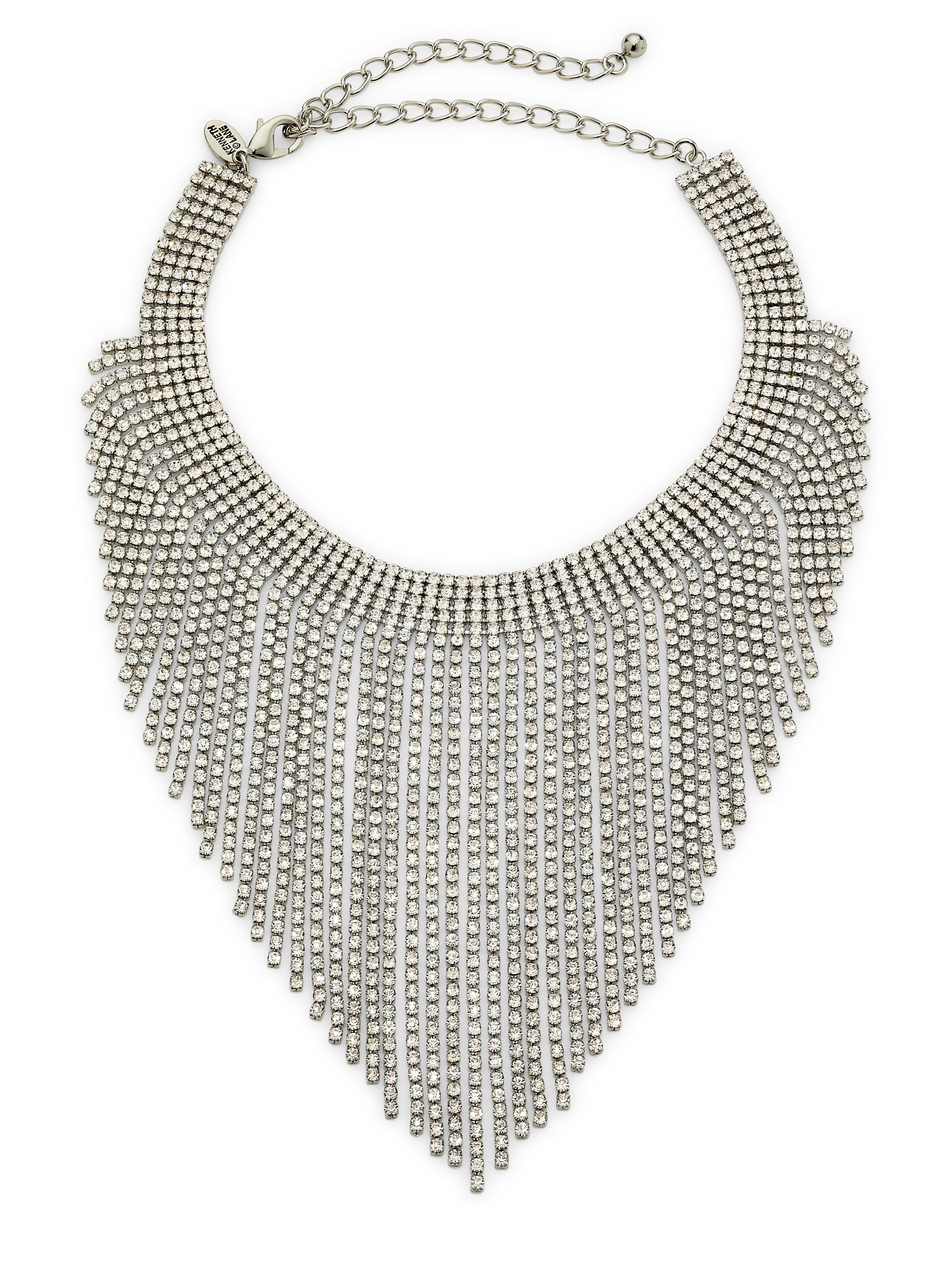 Kenneth Jay Lane Women's Rhodium-Plated & Glass Crystal Waterfall Necklace - Silver Crystal
