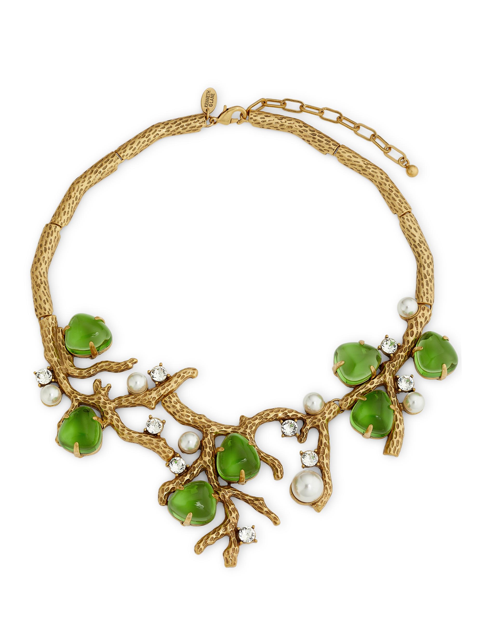 Kenneth Jay Lane Women's Goldtone & Mixed-Media Sea Branch Necklace - Gold Peridot