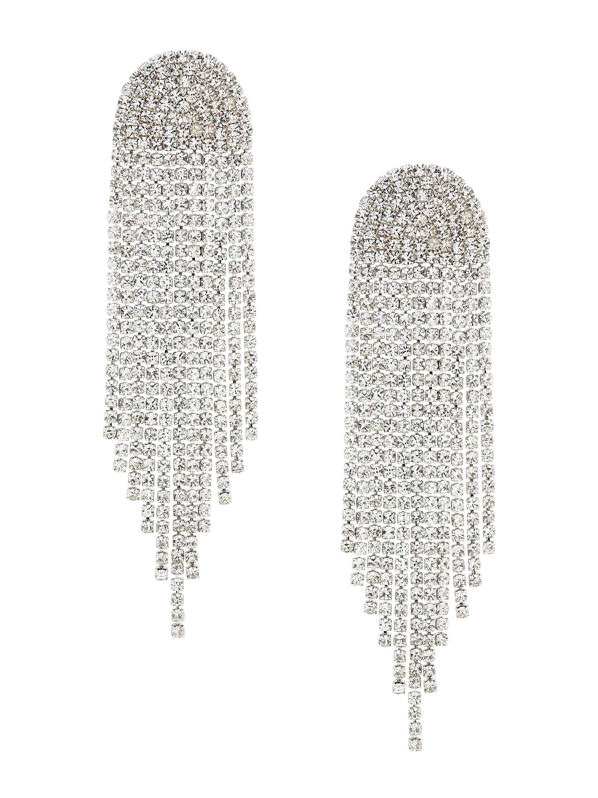 Kenneth Jay Lane Women's Rhodium-Plated & Glass Crystal Waterfall Earrings - Crystal