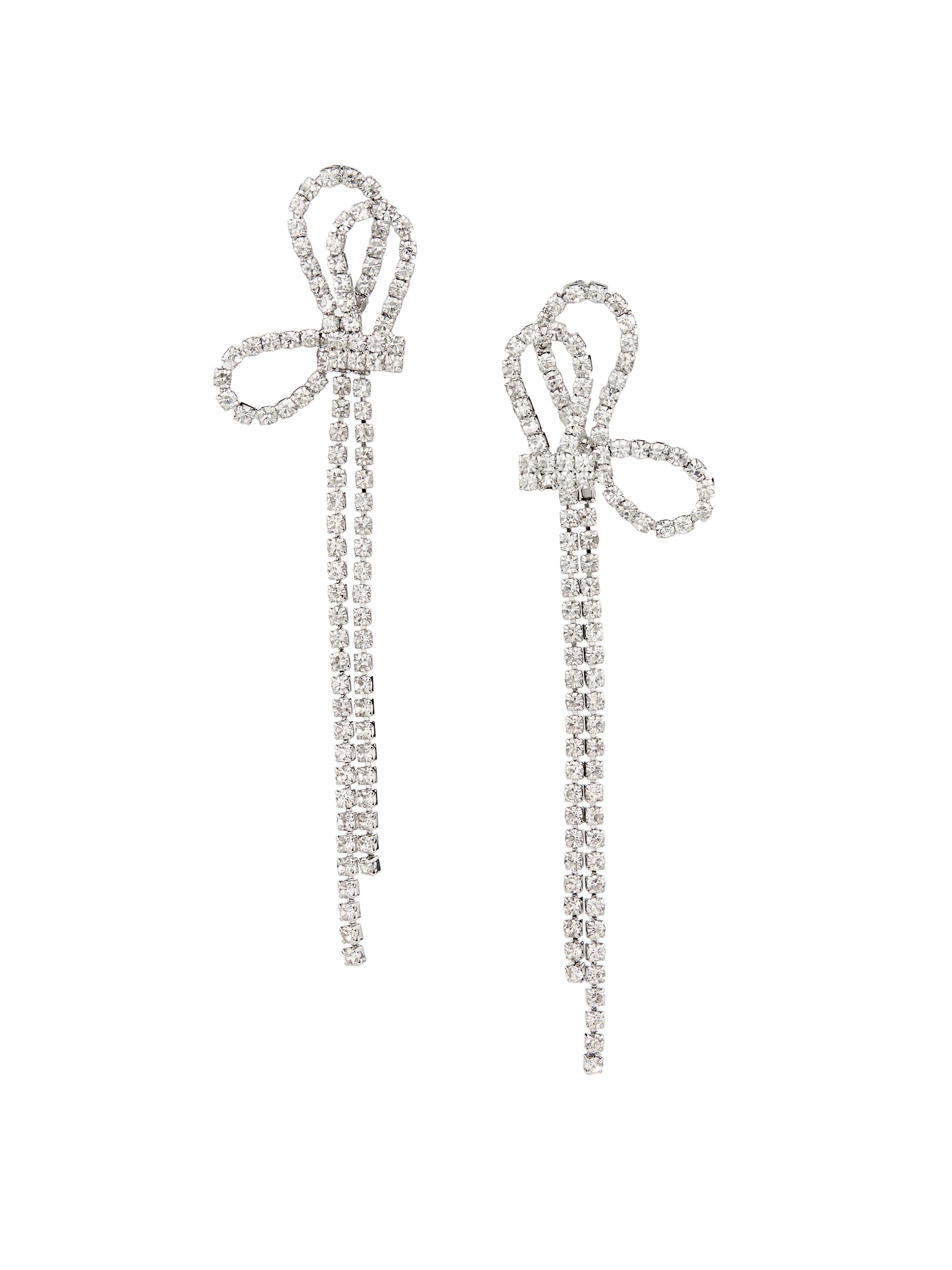 Kenneth Jay Lane Women's Rhodium-Plated & Glass Crystal Bow Drop Earrings - Silver Crystal