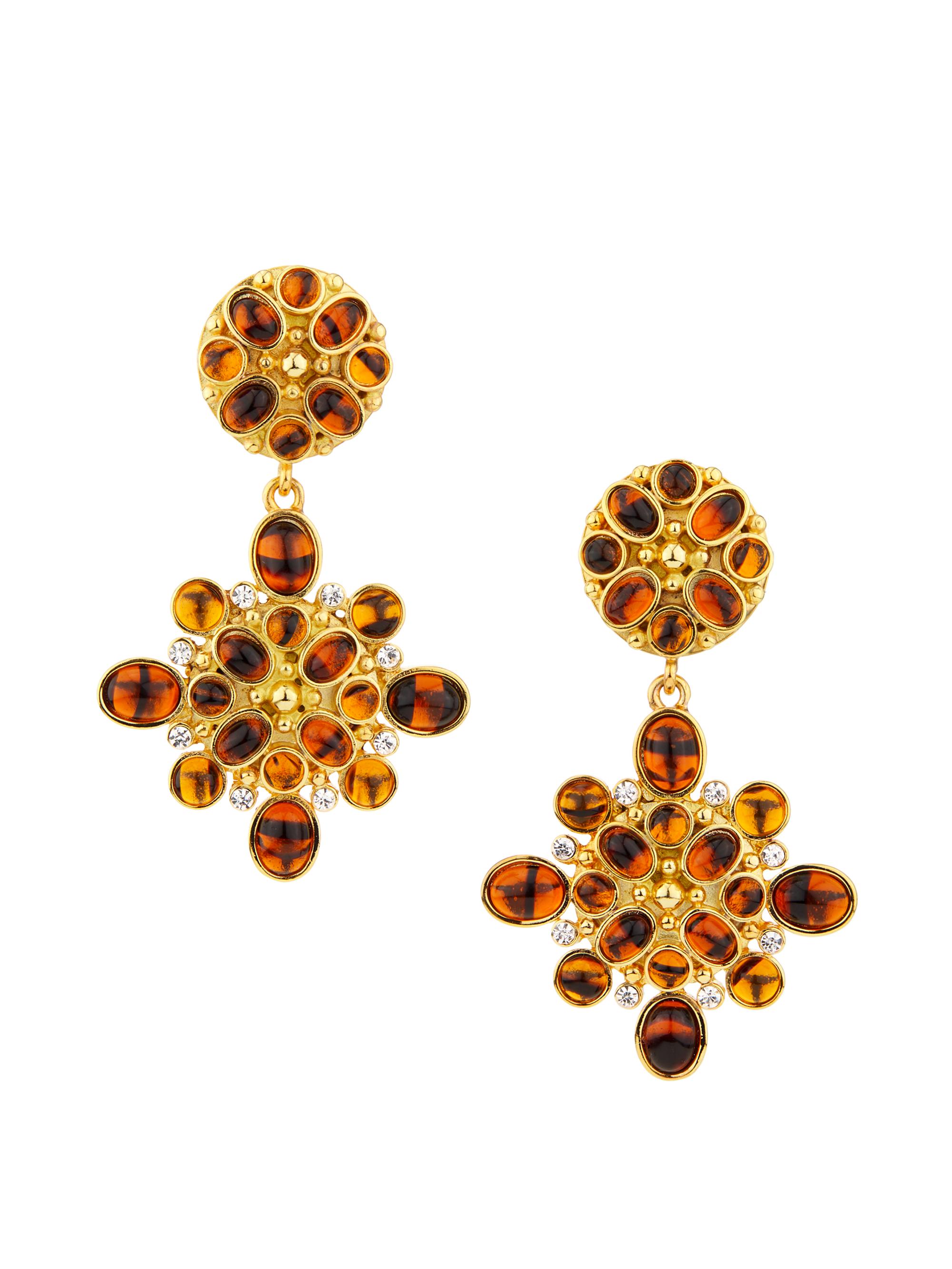 Kenneth Jay Lane Women's Goldtone, Resin & Glass Crystal Clip-On Drop Earrings - Gold