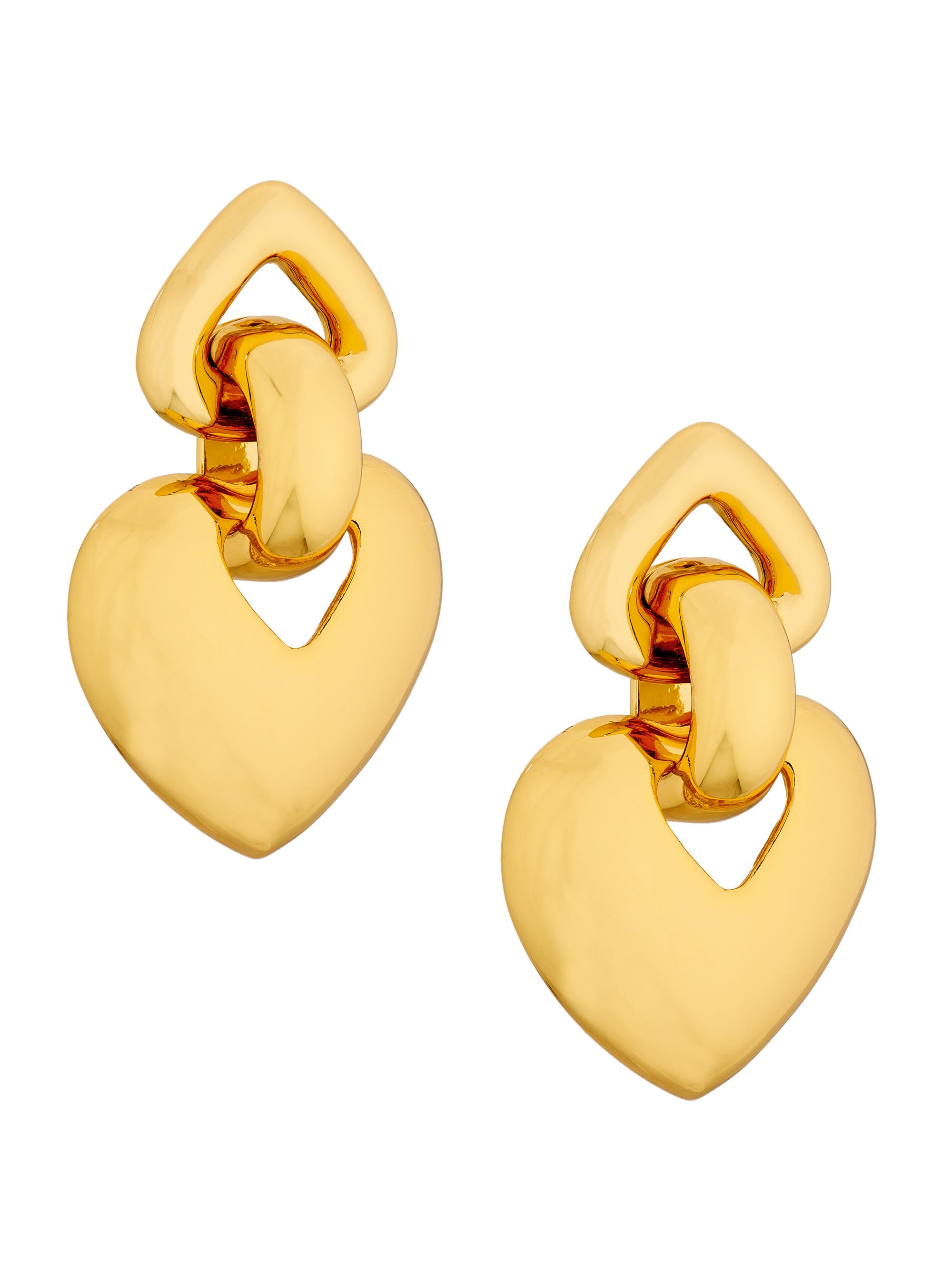 Kenneth Jay Lane Women's 18K-Gold-Plated Double Heart Drop Earrings - Gold