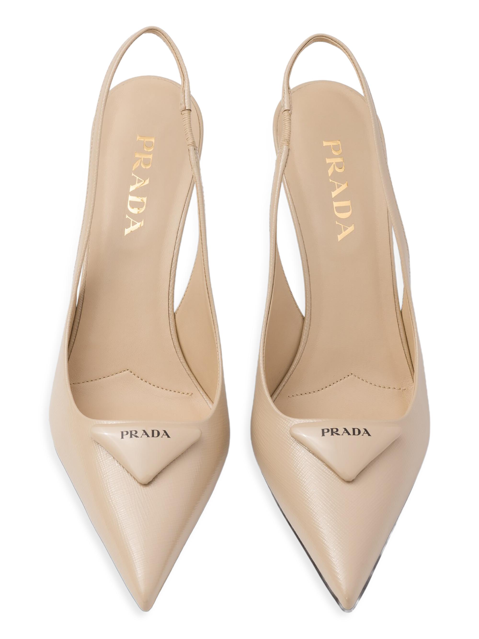 Prada Saffiano 75MM Patent Leather Slingback Pumps | Saks Fifth Avenue