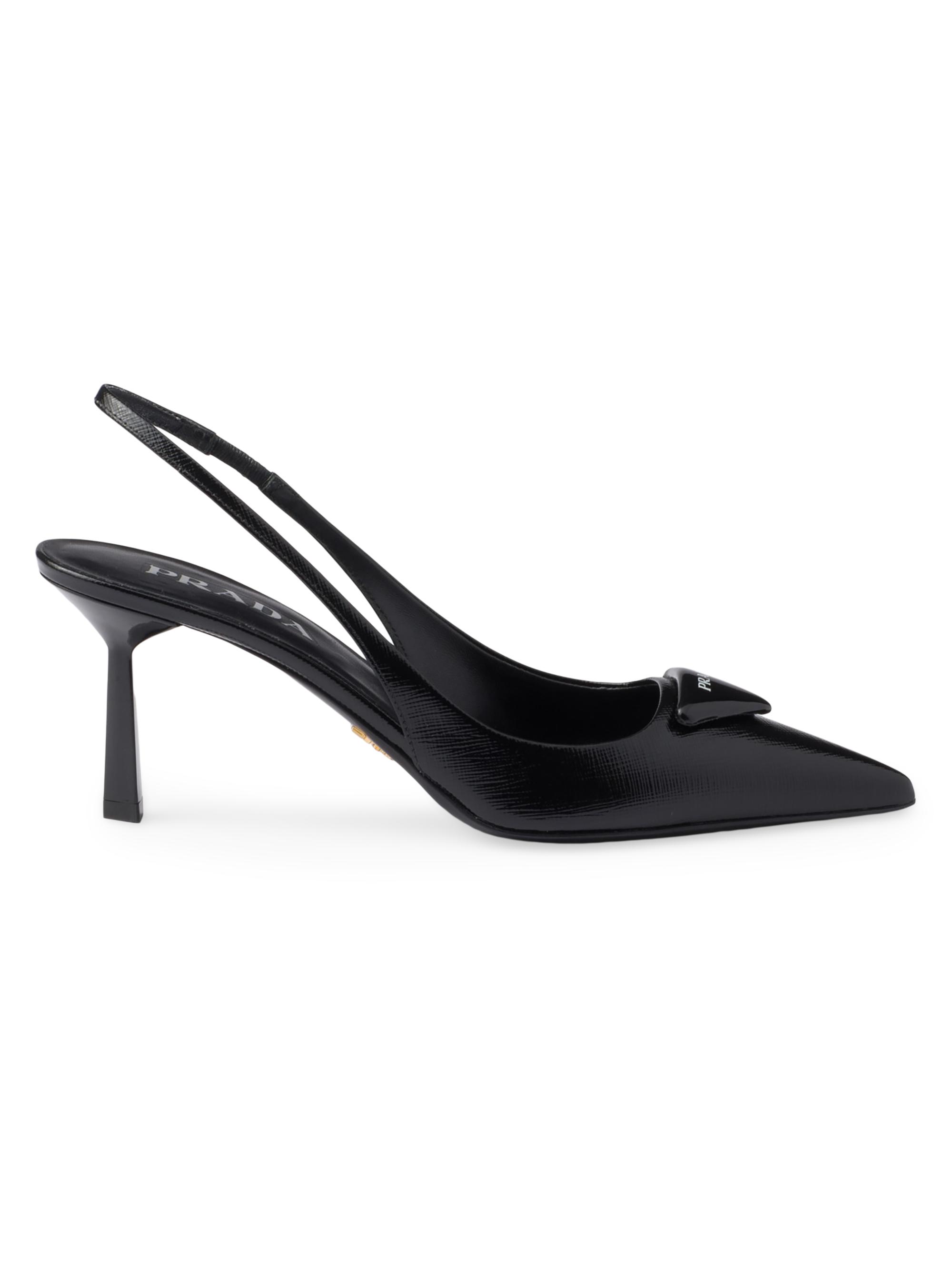 Prada Brushed 75MM Leather Slingback Pumps | Saks Fifth Avenue