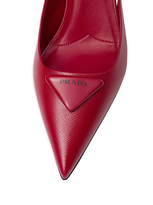 Shop Prada Saffiano Patent Leather Slingback Pumps | Saks Shop Prada Saffiano Patent Leather Slingback Pumps | Saks