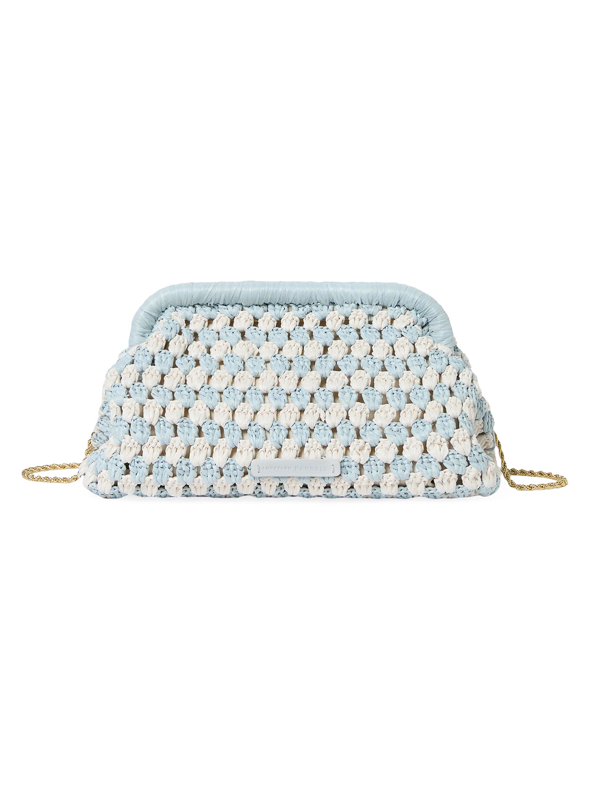 Loeffler Randall Women's Glenda Crochet Two-Tone Clutch - Cream Blue