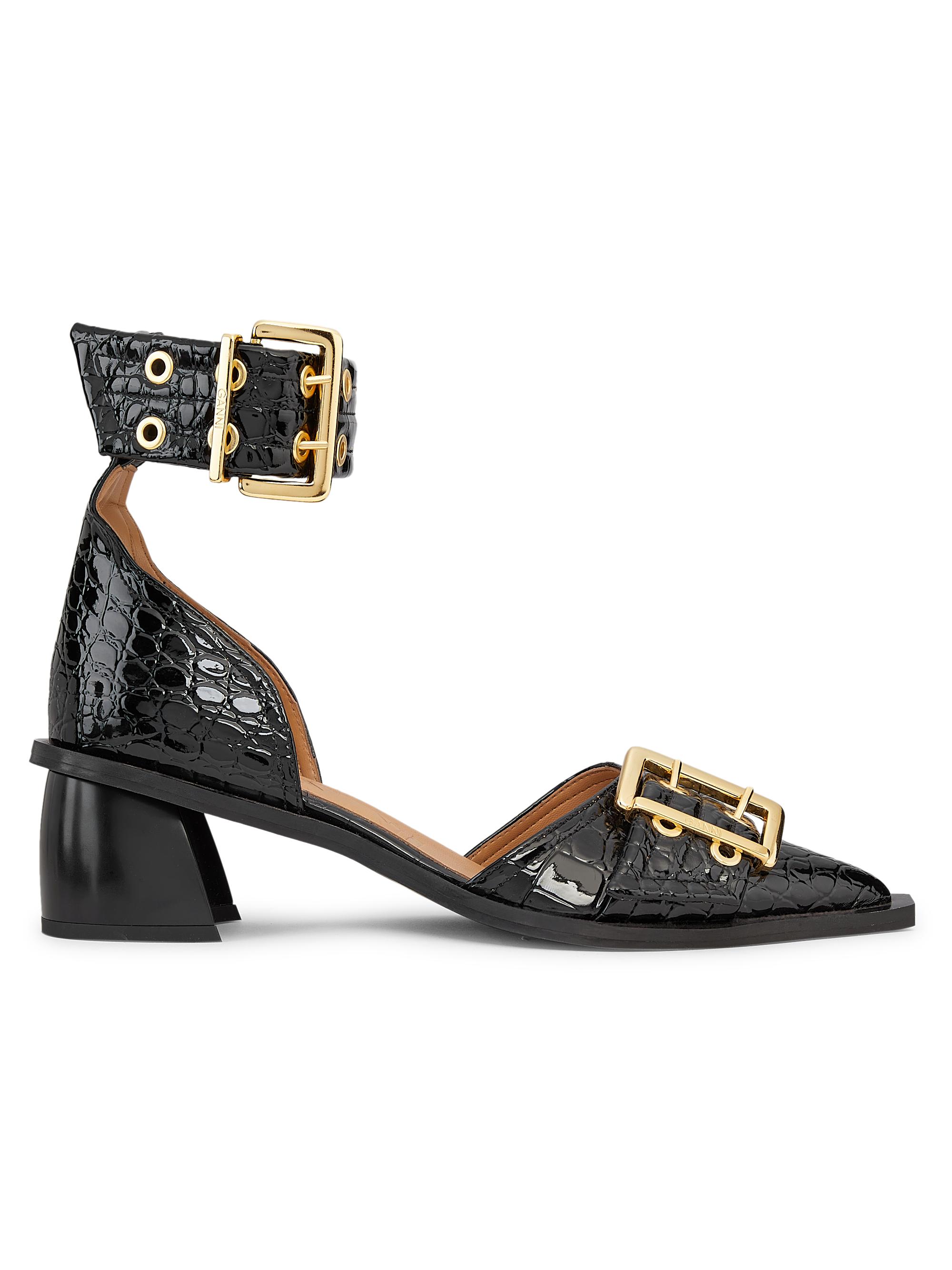 Ganni Women's 50MM Crocodile-Embossed Pumps - Black
