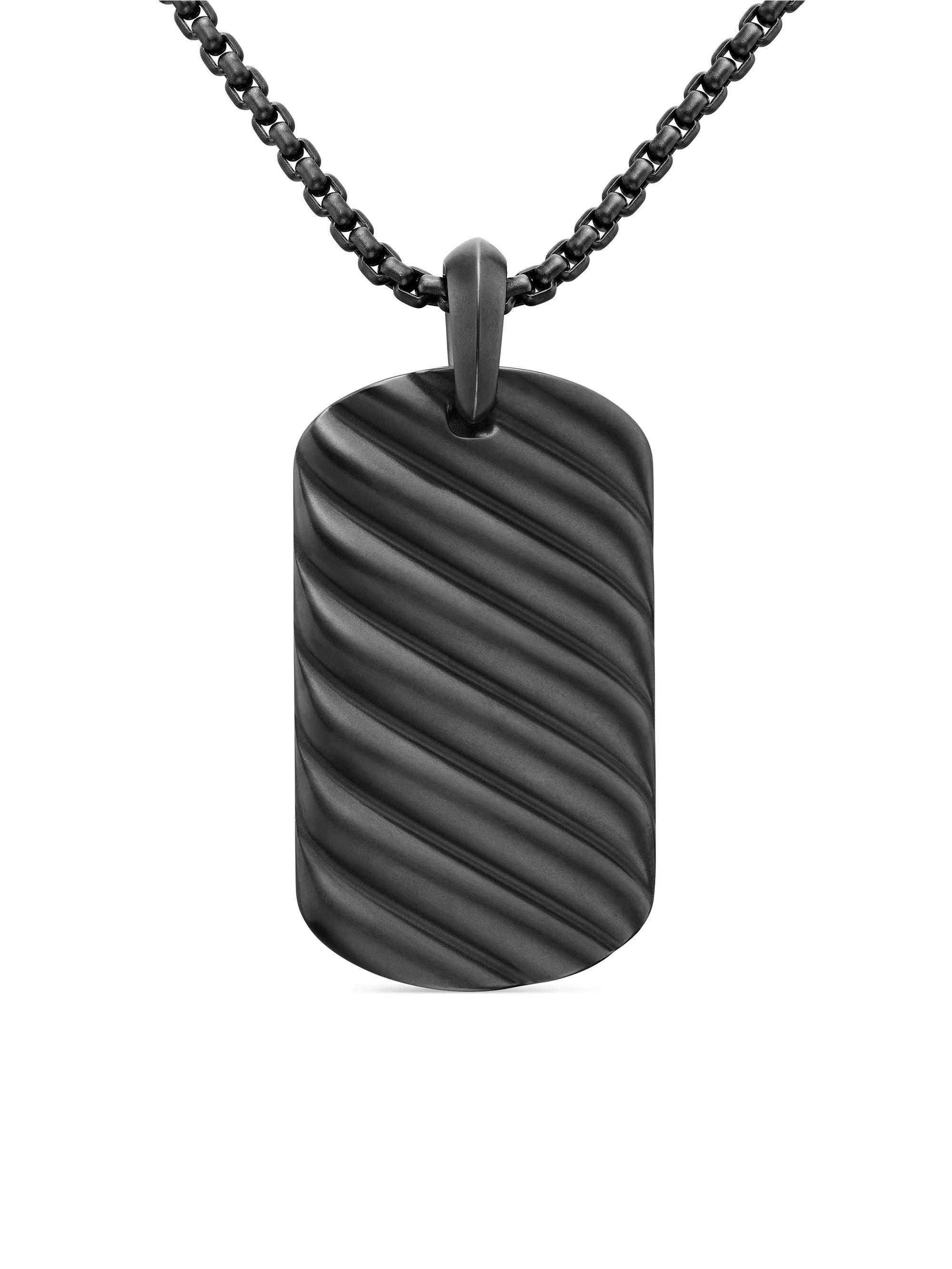 David Yurman Men's Sculpted Cable Tag in Titanium, 42MM - Black