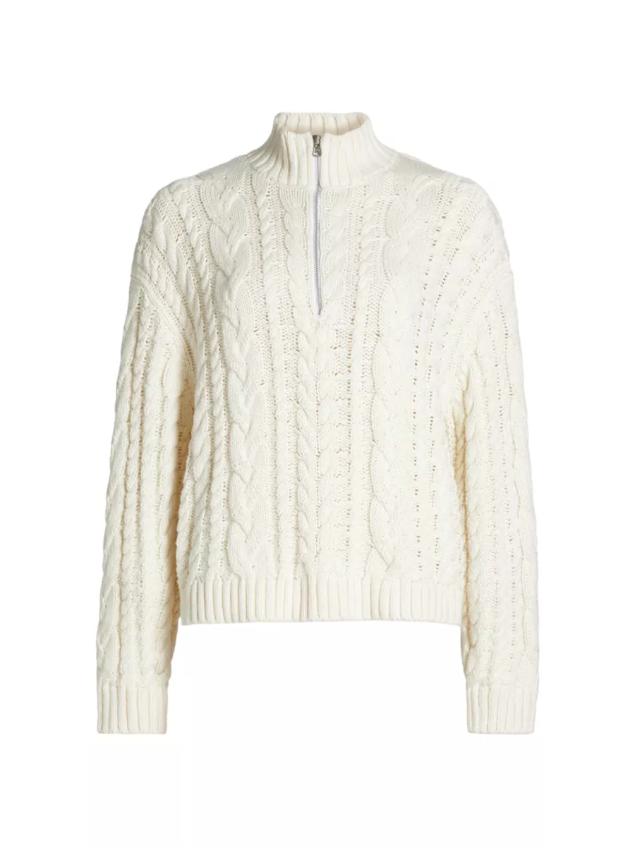 Shop Jenni Kayne Cotton Cable-Knit Zip Sweater | Saks Fifth Shop Jenni Kayne Cotton Cable-Knit Zip Sweater | Saks Fifth