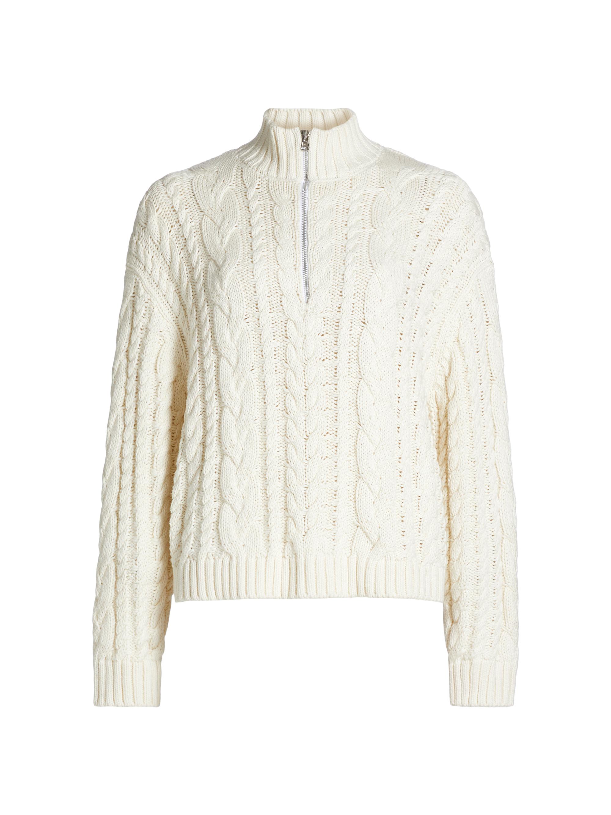 Jenni Kayne Cotton Cable-Knit Zip Sweater | Saks Fifth Avenue