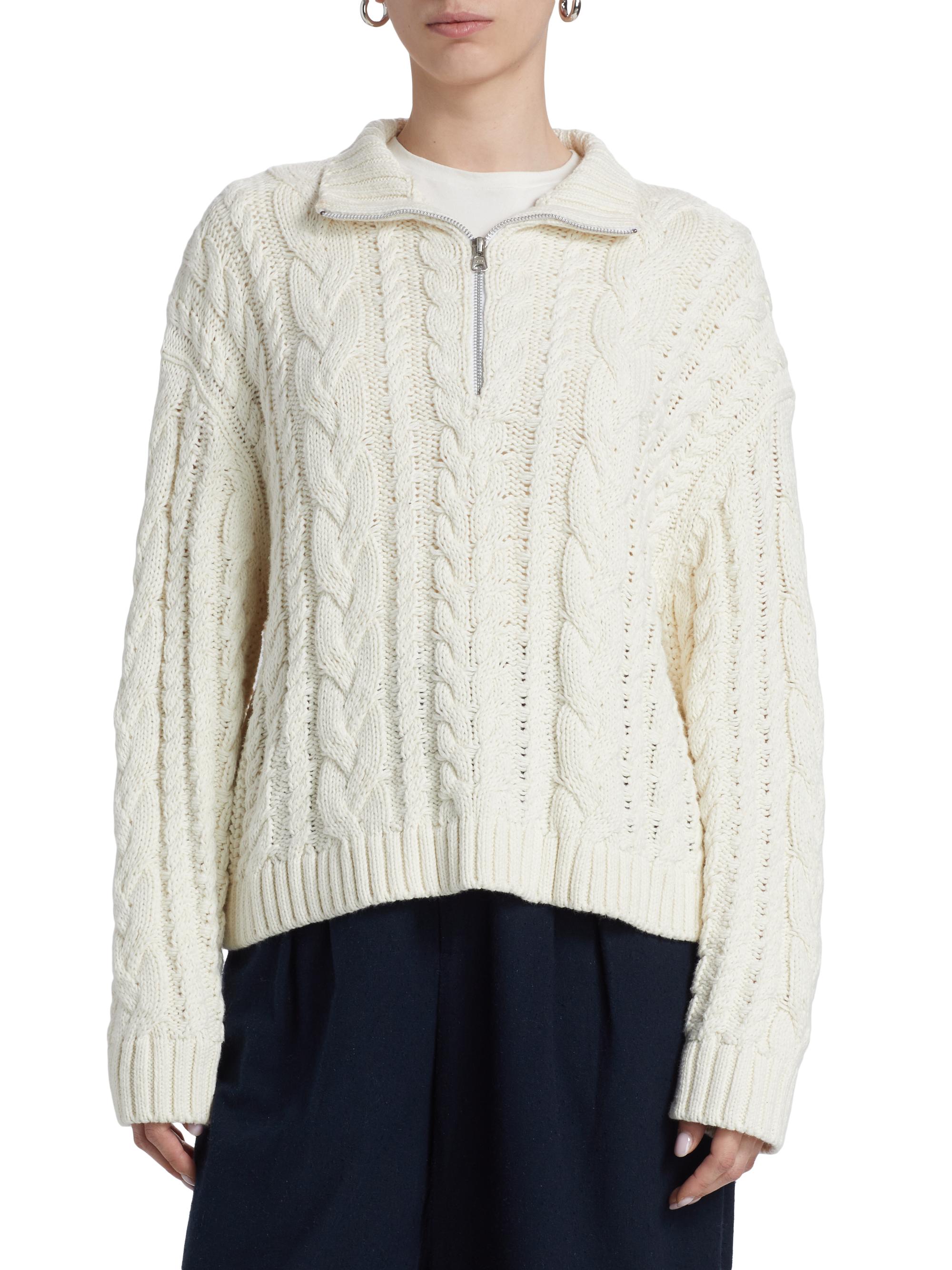 Jenni Kayne Cotton Cable-Knit Zip Sweater | Saks Fifth Avenue