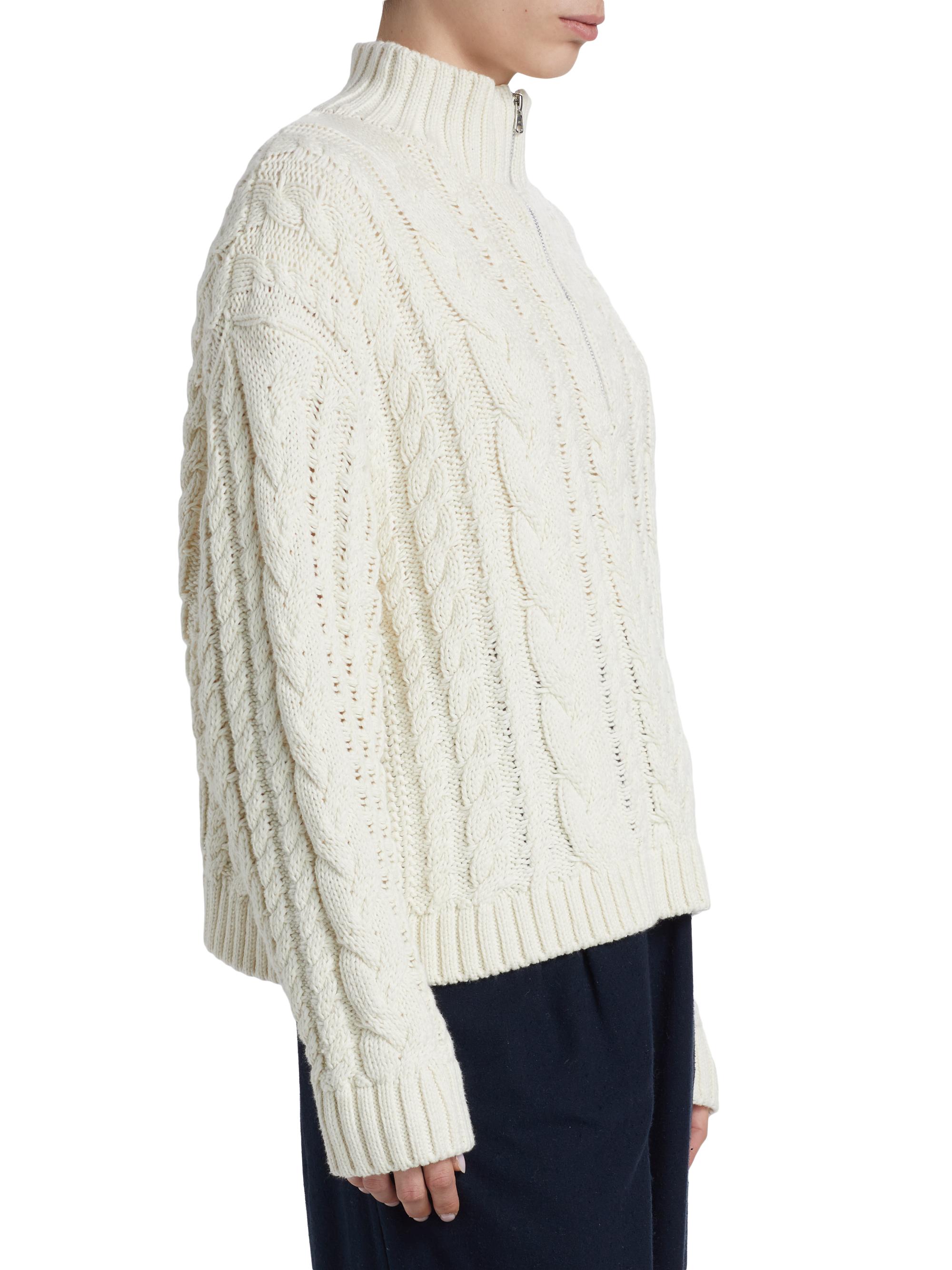 Jenni Kayne Cotton Cable-Knit Zip Sweater | Saks Fifth Avenue