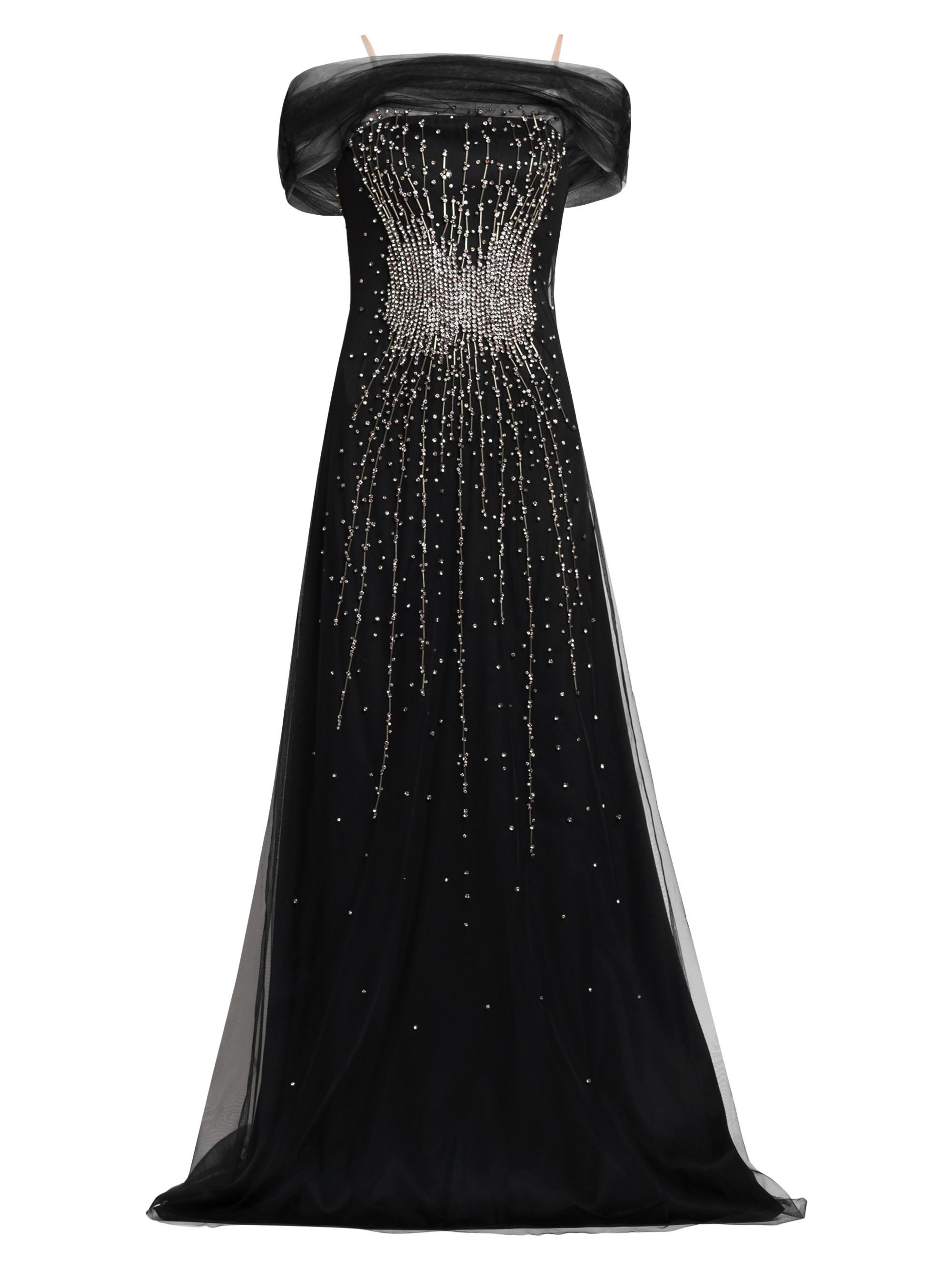 Alberta Ferretti Women's Beaded Tulle Gown - Black