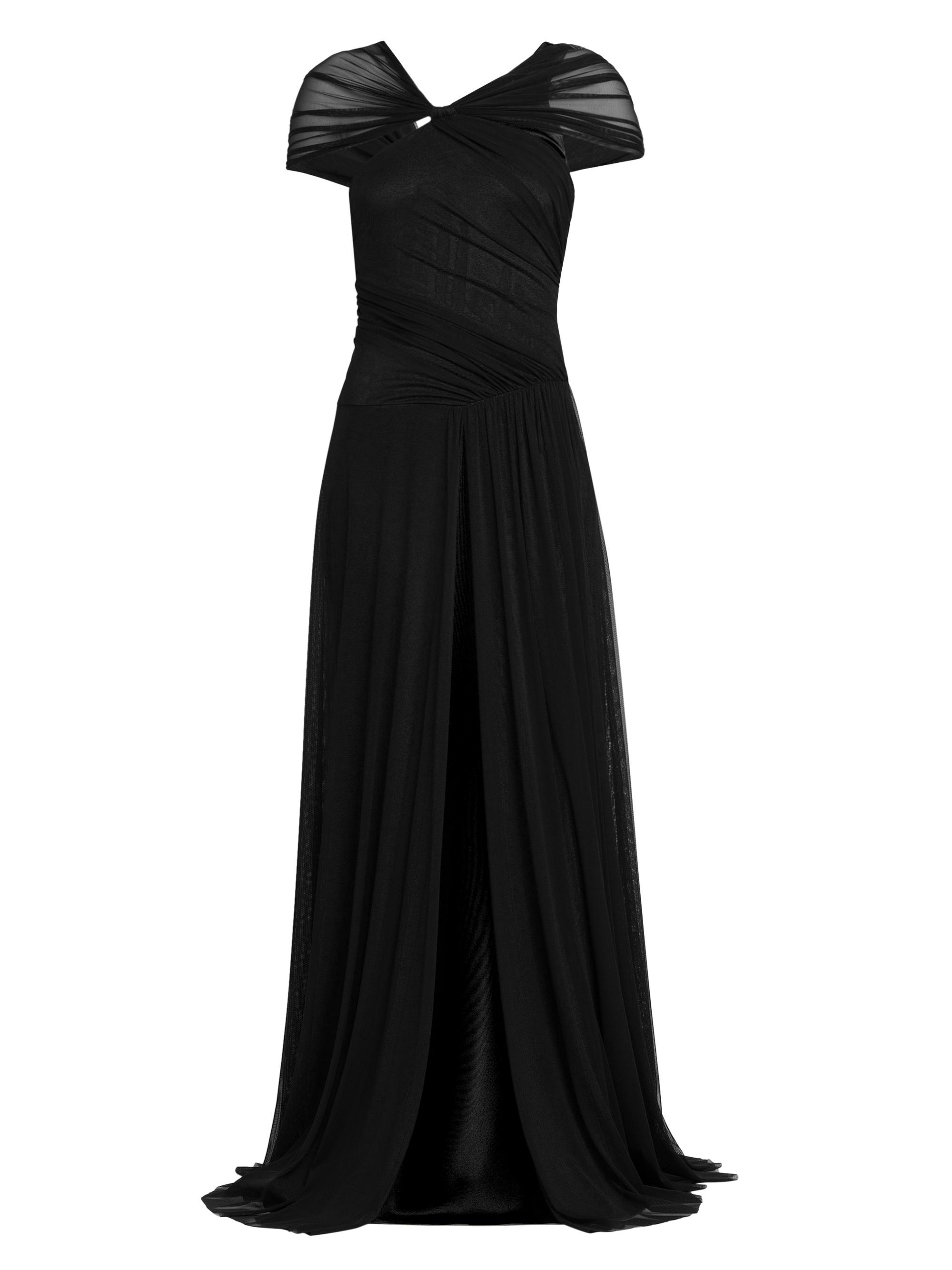 Alberta Ferretti Women's Tulle & Silk-Blend Satin Gown - Black Multi