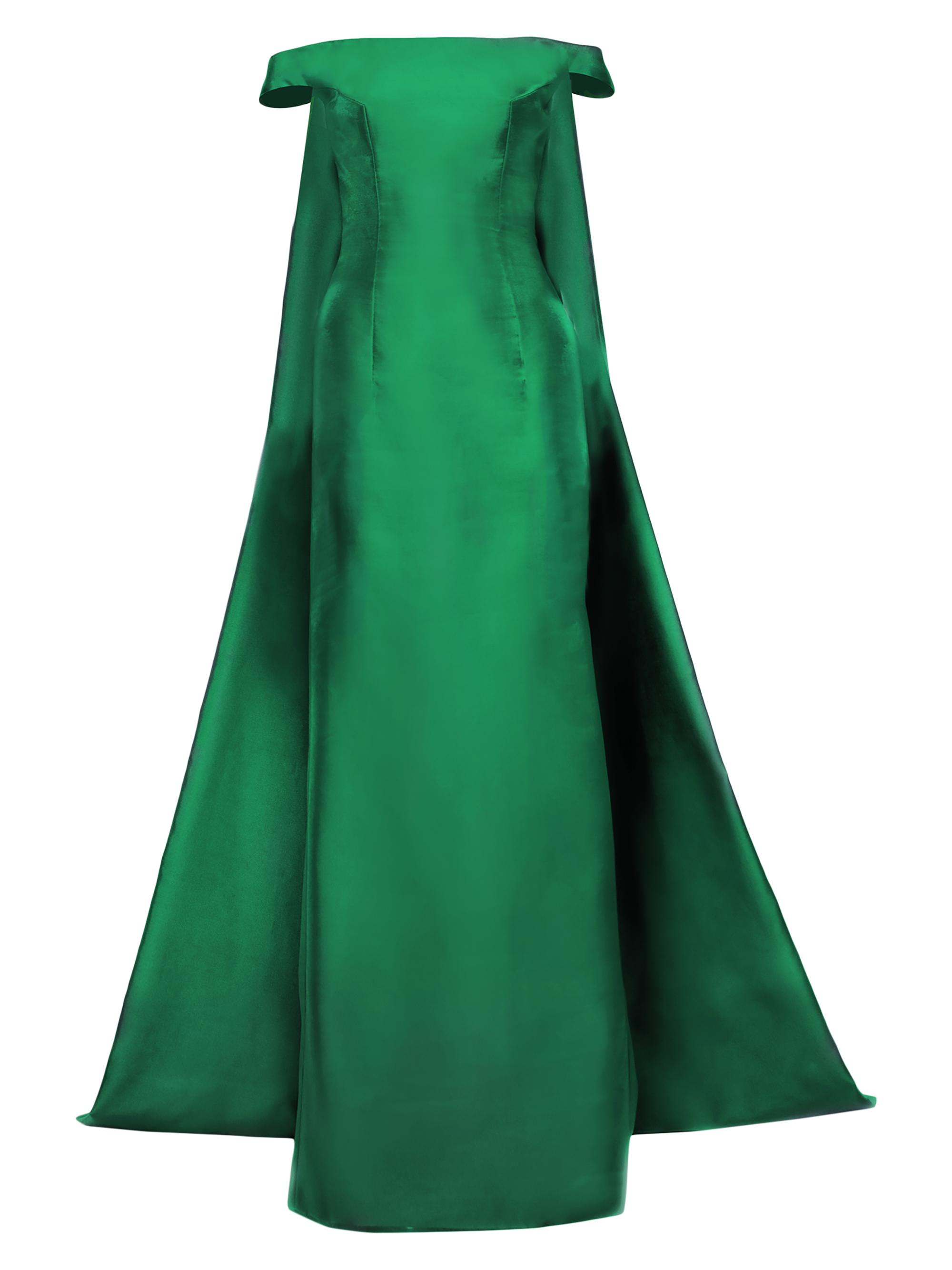 Honayda Women's Off-The-Shoulder Cape Gown - Green