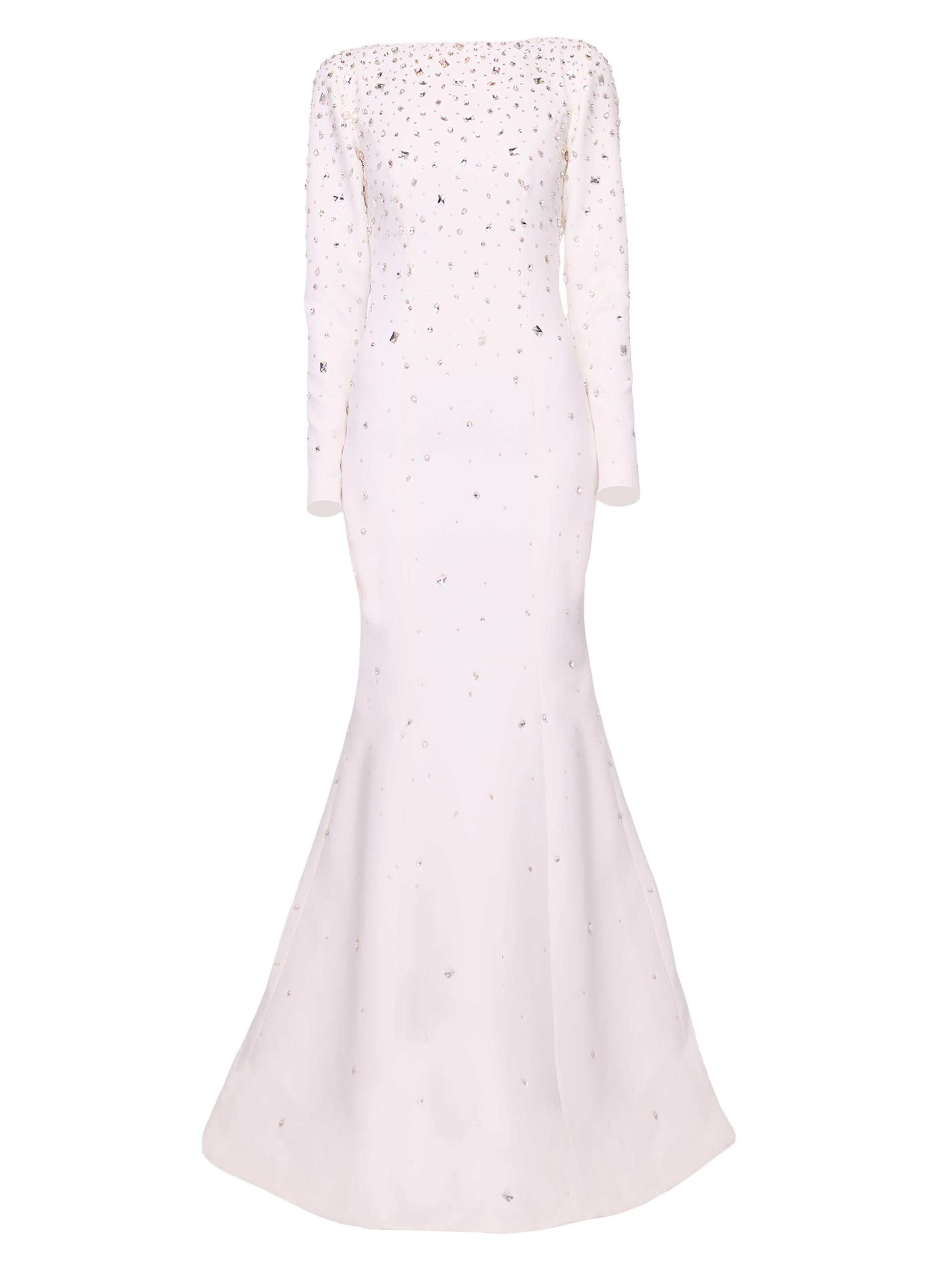 Honayda Women's Embellished Crepe Fishtail Gown - White