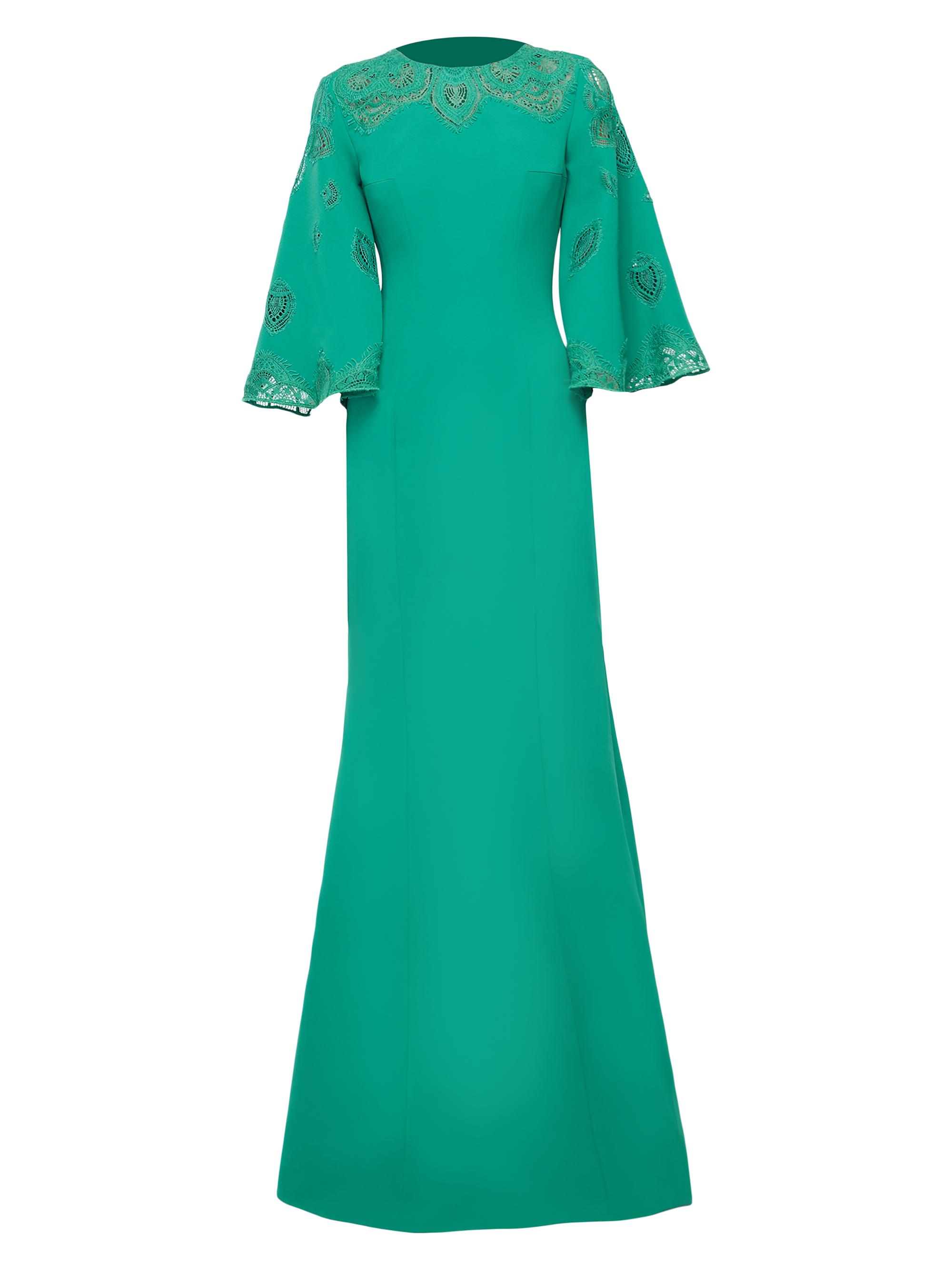 Honayda Women's Lace-Trimmed Crepe Fishtail Gown - Green
