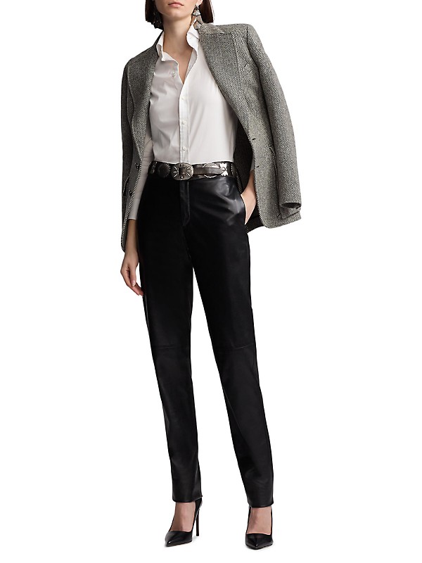 Shop Ralph Lauren Collection Karly High-Waist Leather Pants Shop Ralph Lauren Collection Karly High-Waist Leather Pants