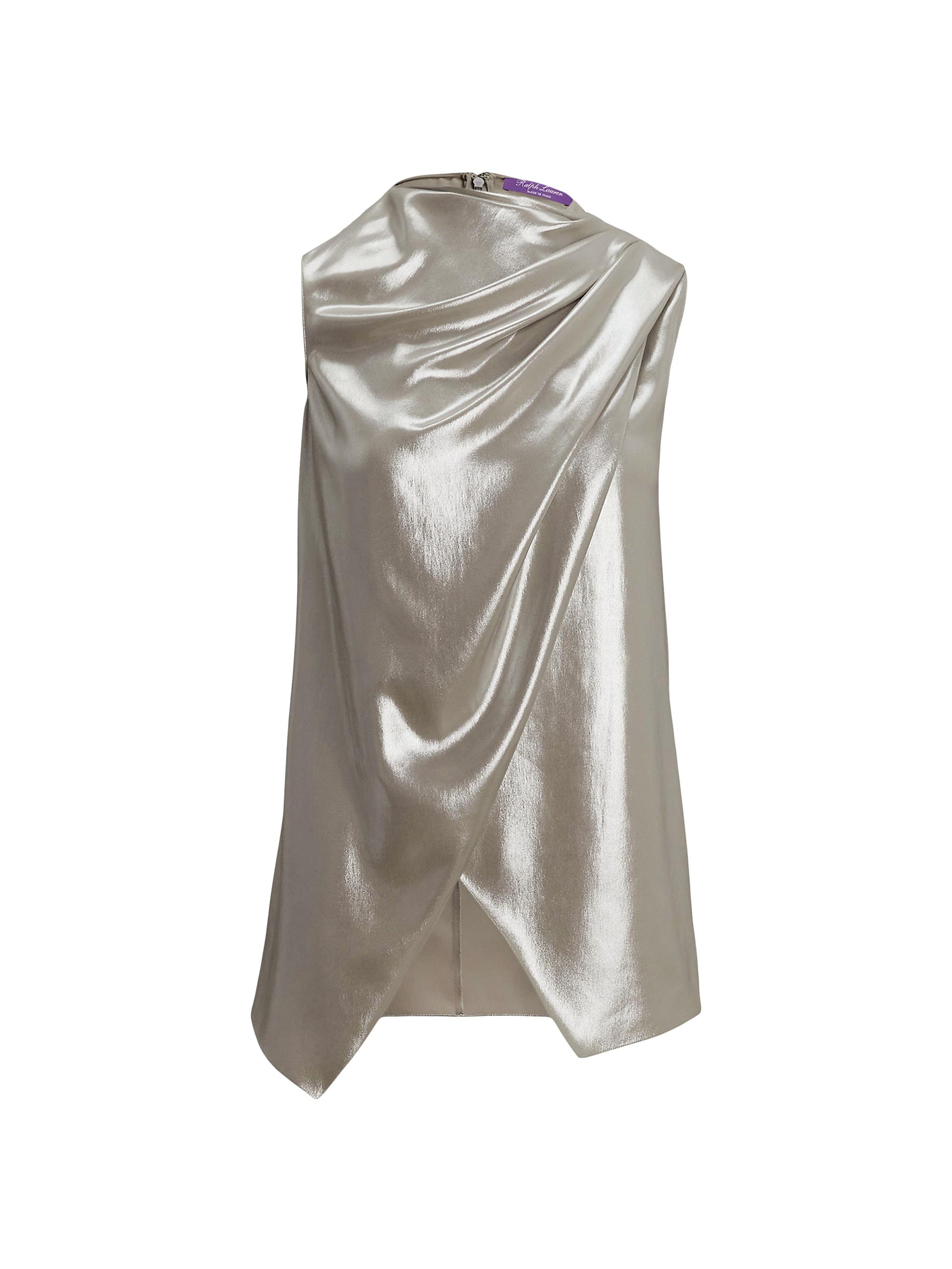 Ralph Lauren Collection Women's Julie Draped Liquid Foil Sleeveless Blouse - Asteroid