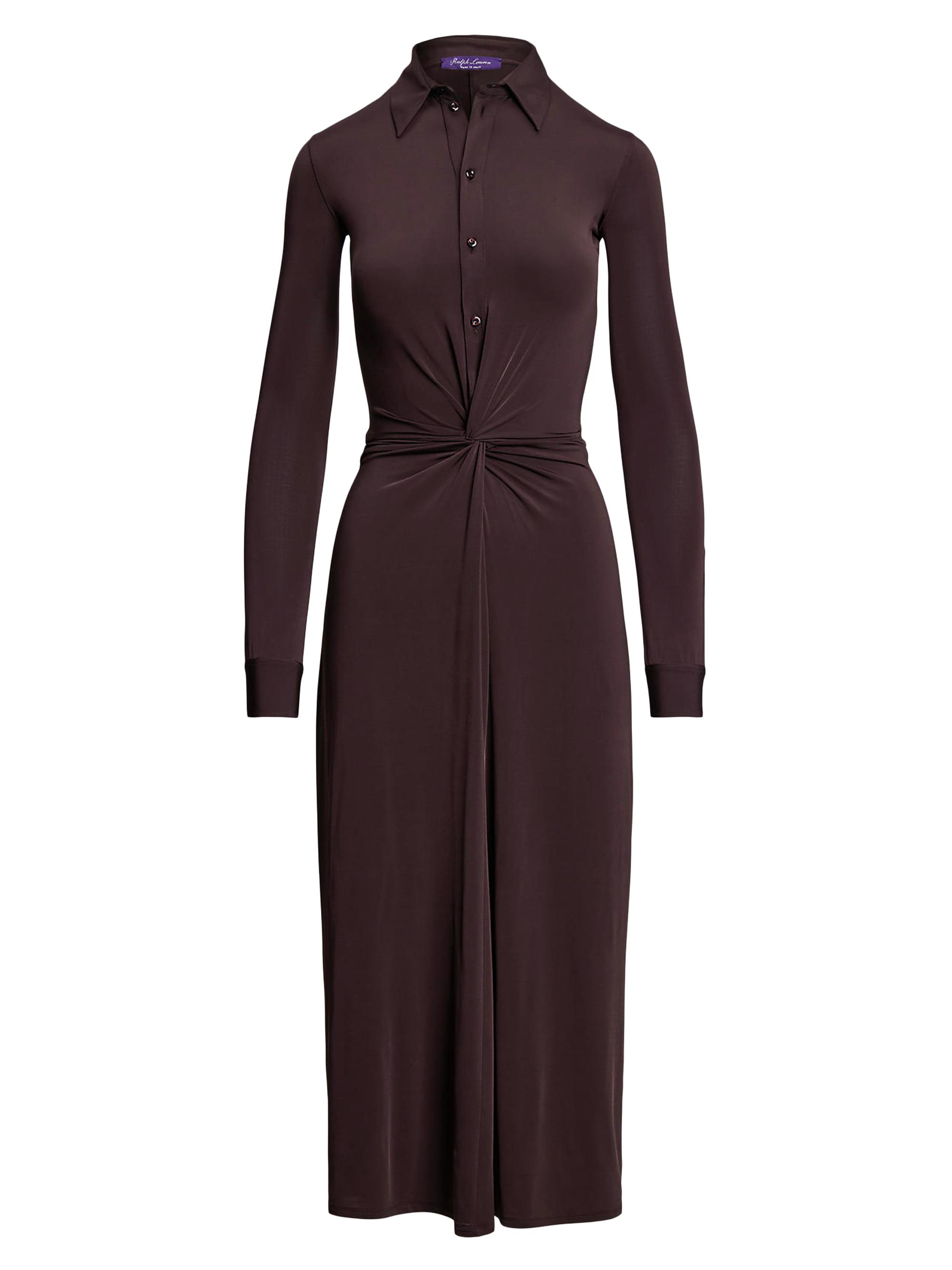 Ralph Lauren Collection Women's Gathered Button-Front Midi-Shirtdress - Mocha