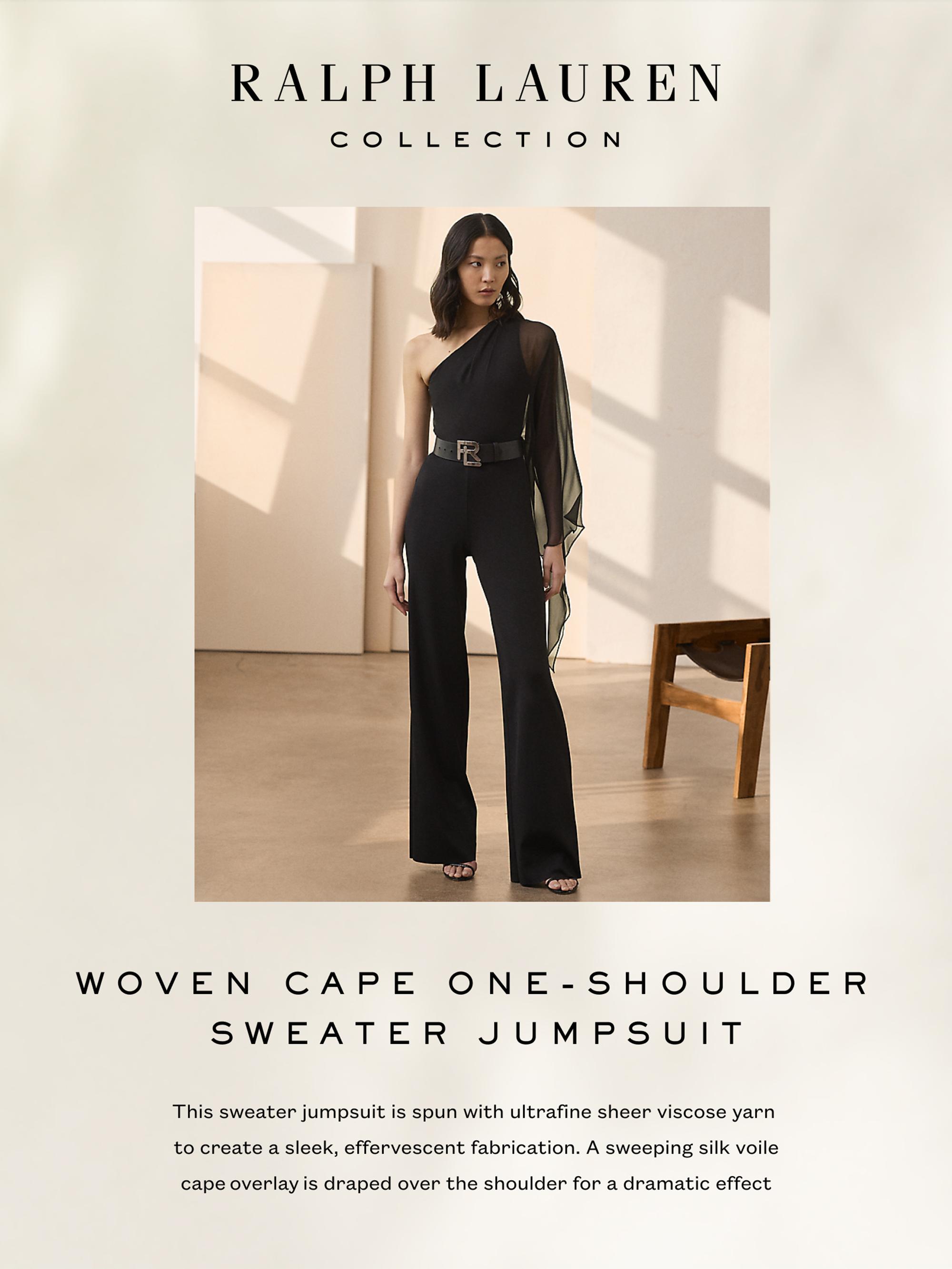 Ralph Lauren Collection One-Shoulder Cape-Sleeve Jumpsuit Saks