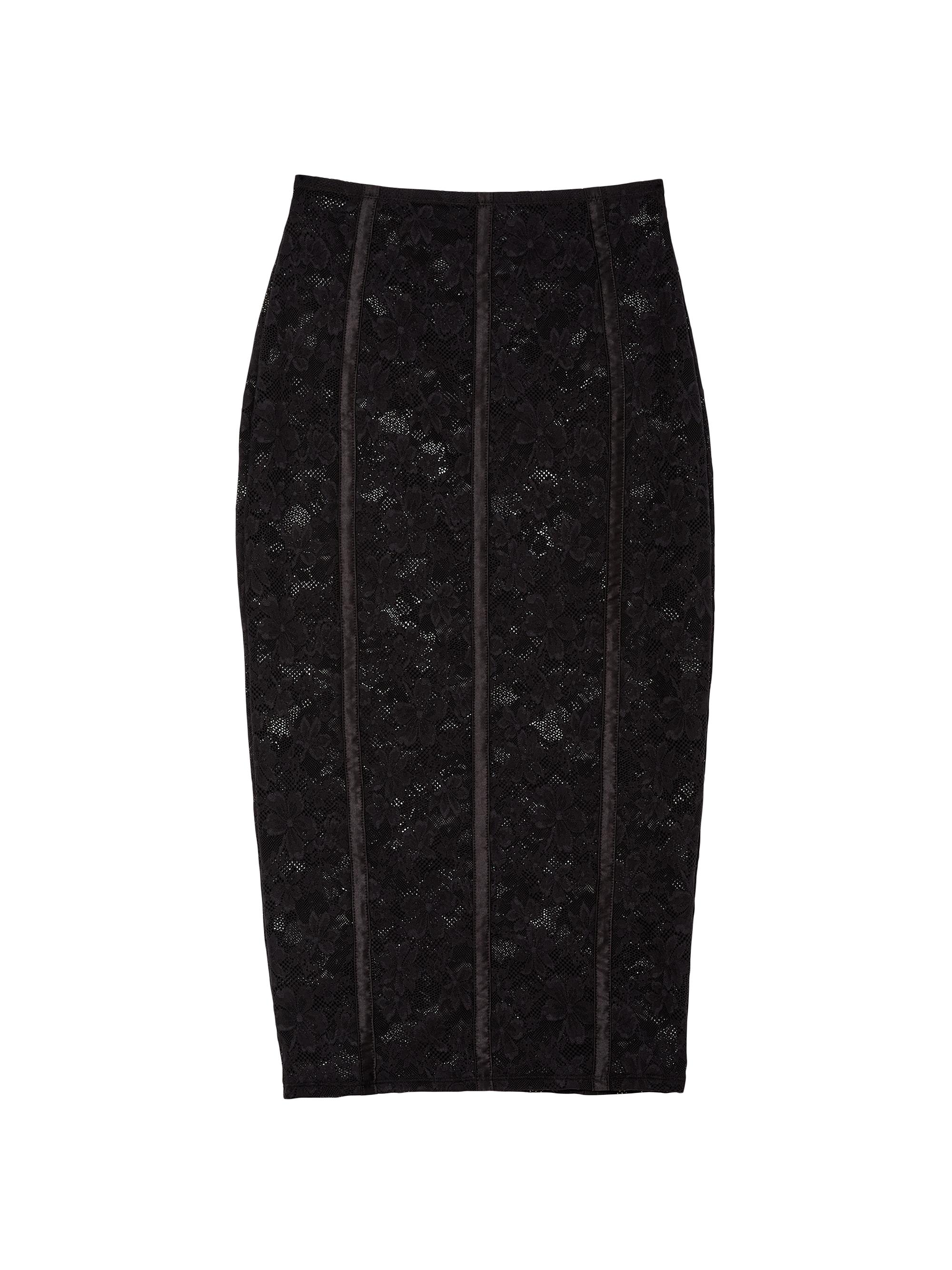 Fleur du Mal Women's Le Stretch Floral Lace Pencil Skirt - Black