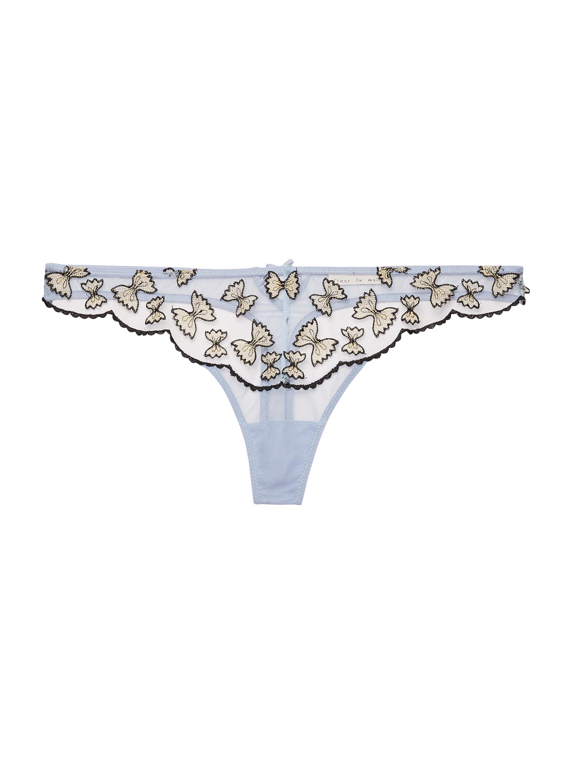 Fleur du Mal Women's Farfalle Embroidered Thong - Ice Queen