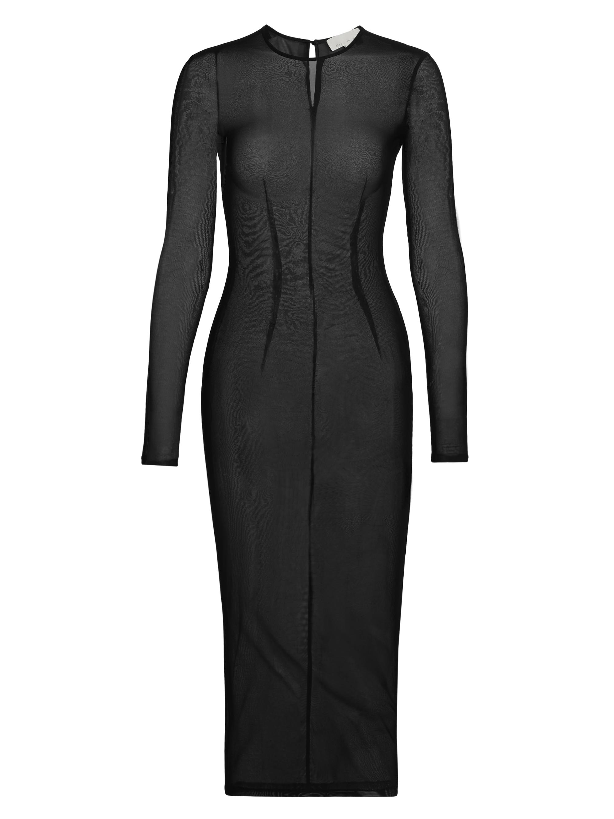 Fleur du Mal Women's Mesh Long-Sleeve Midi-Dress - Black