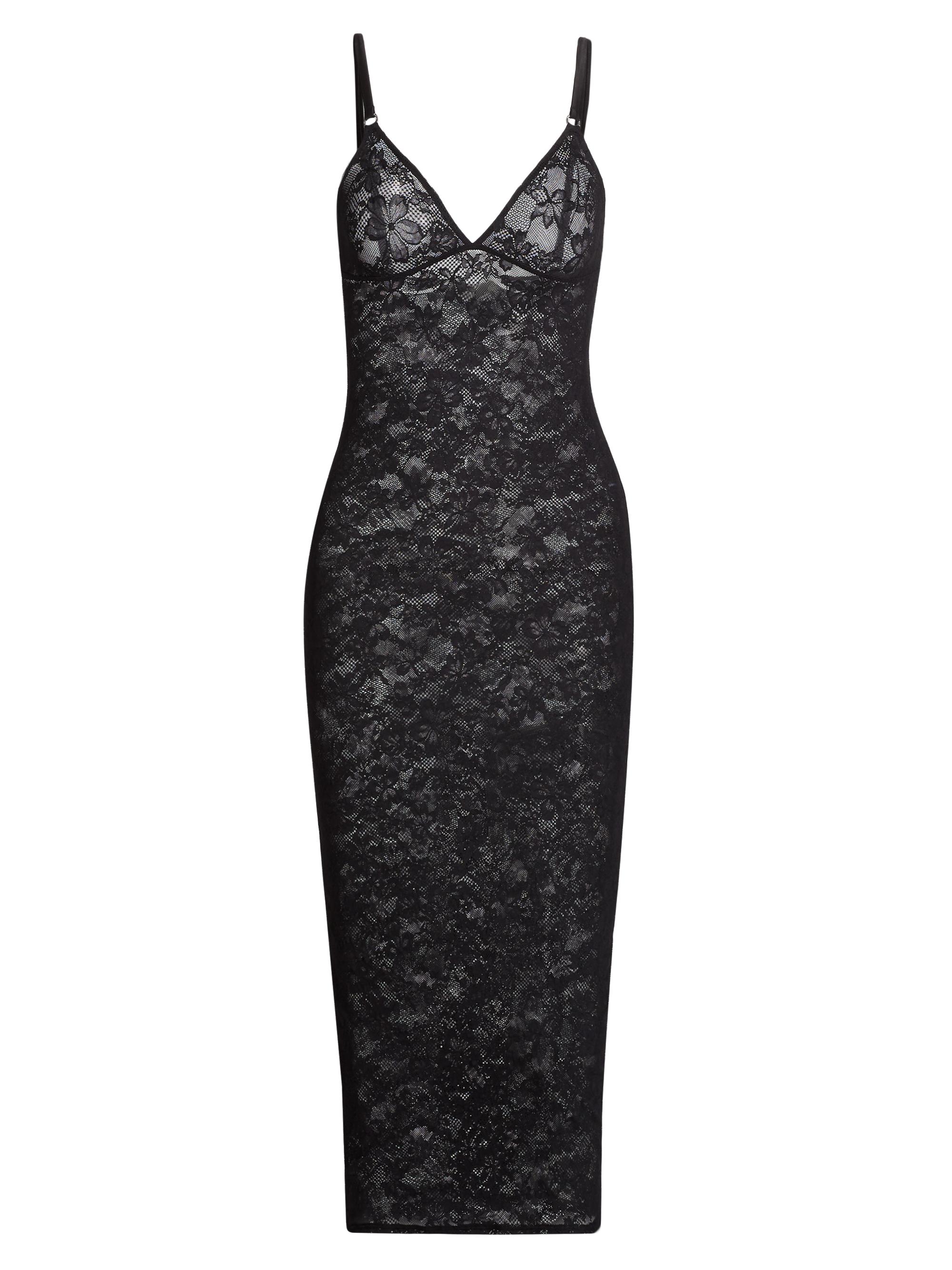 chinese dress ladies Fleur du Mal Le Stretch Lace Slip Dress in BLACK. Size Xs main image 1