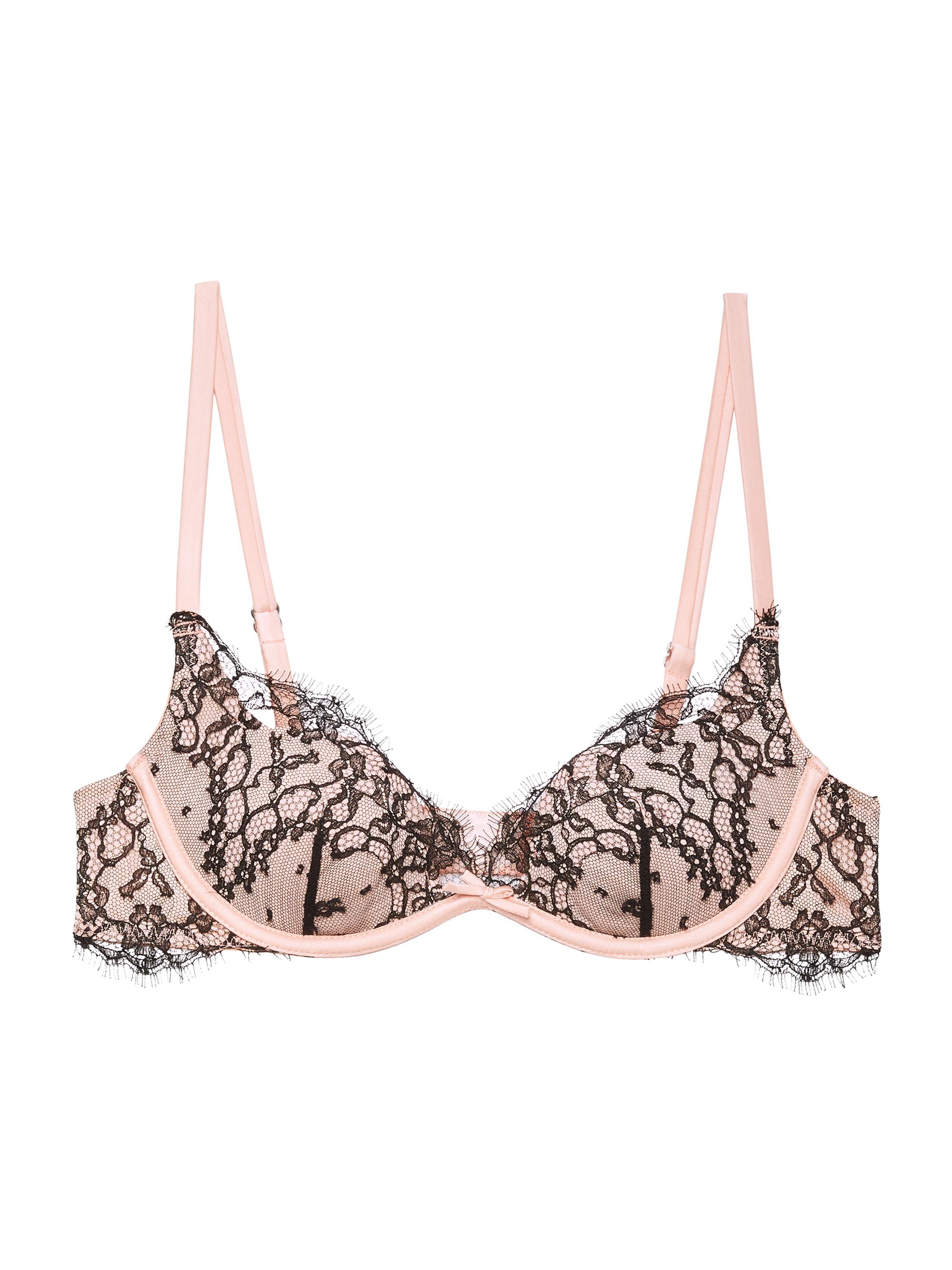 Fleur du Mal Women's Iris Stretch-Silk Lace Demi Bra - Bleached Apricot