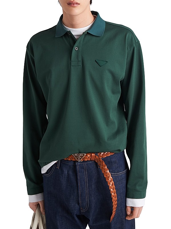 Shop Prada Long Sleeved Cotton Polo Shirt | Saks Fifth Avenue Shop Prada Long Sleeved Cotton Polo Shirt | Saks Fifth Avenue