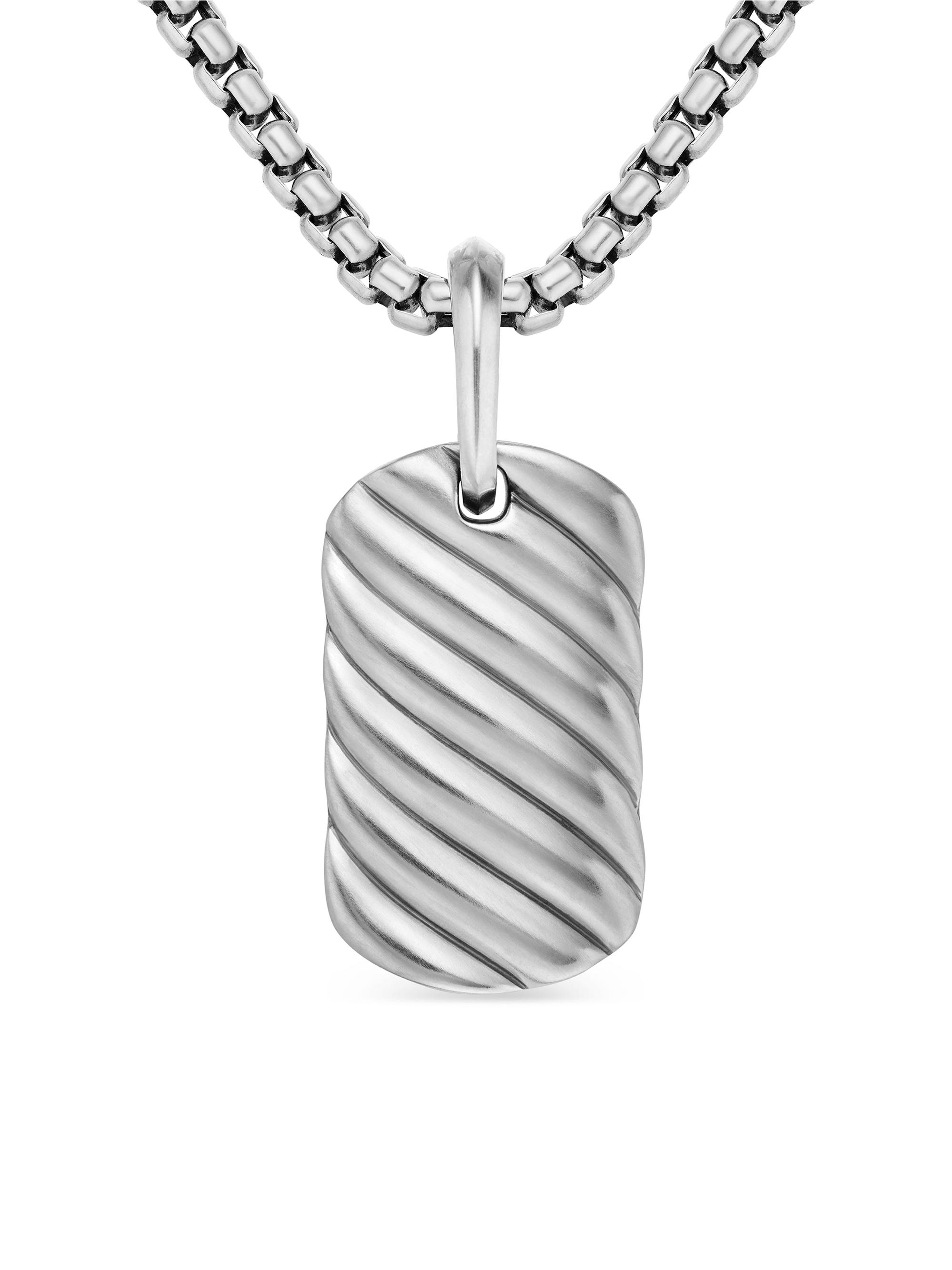 David Yurman Men's Sculpted Cable Tag in Sterling Silver, 21MM - Silver